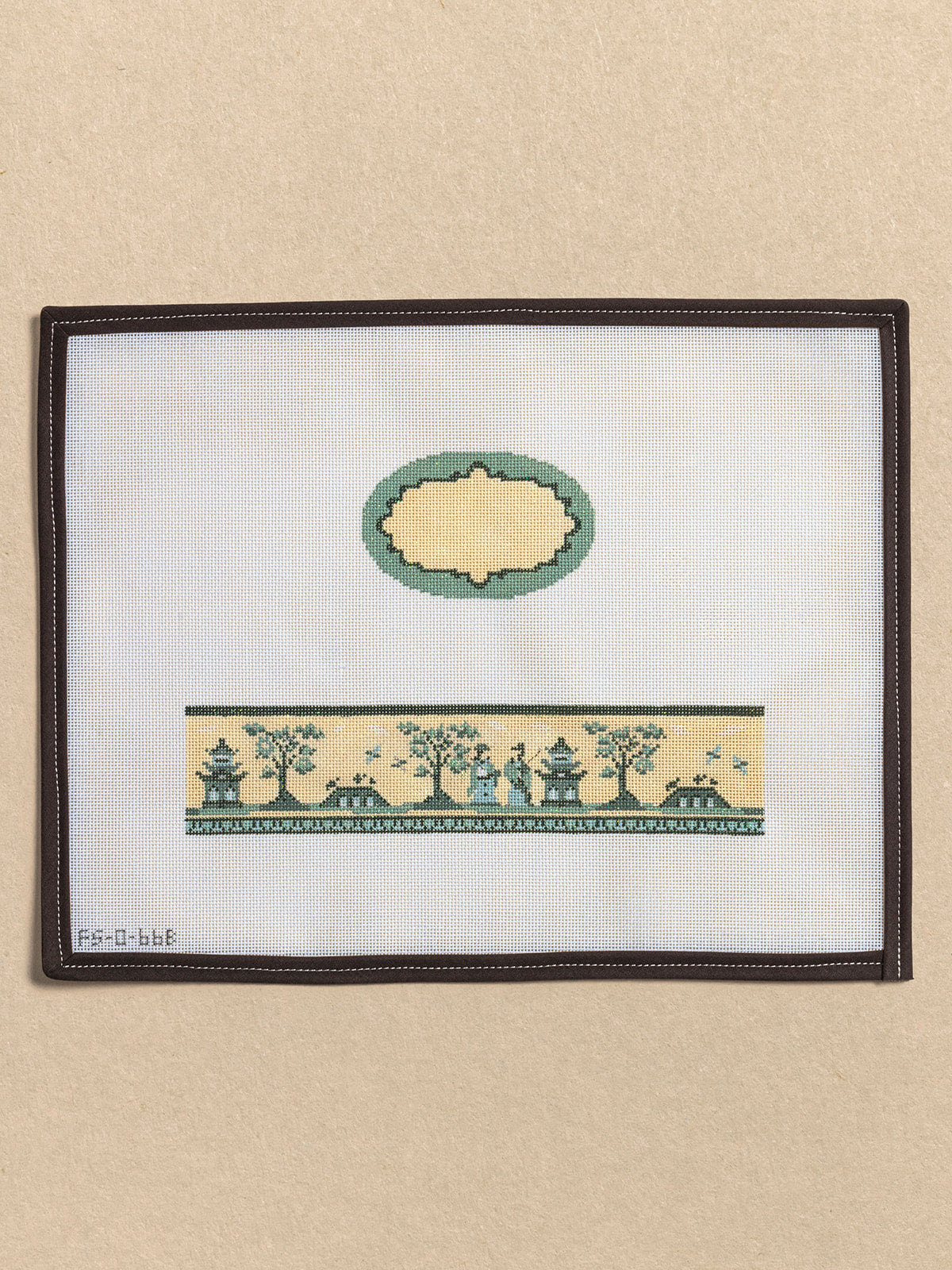 Toile Asian Hinged Box with Gold Hardware