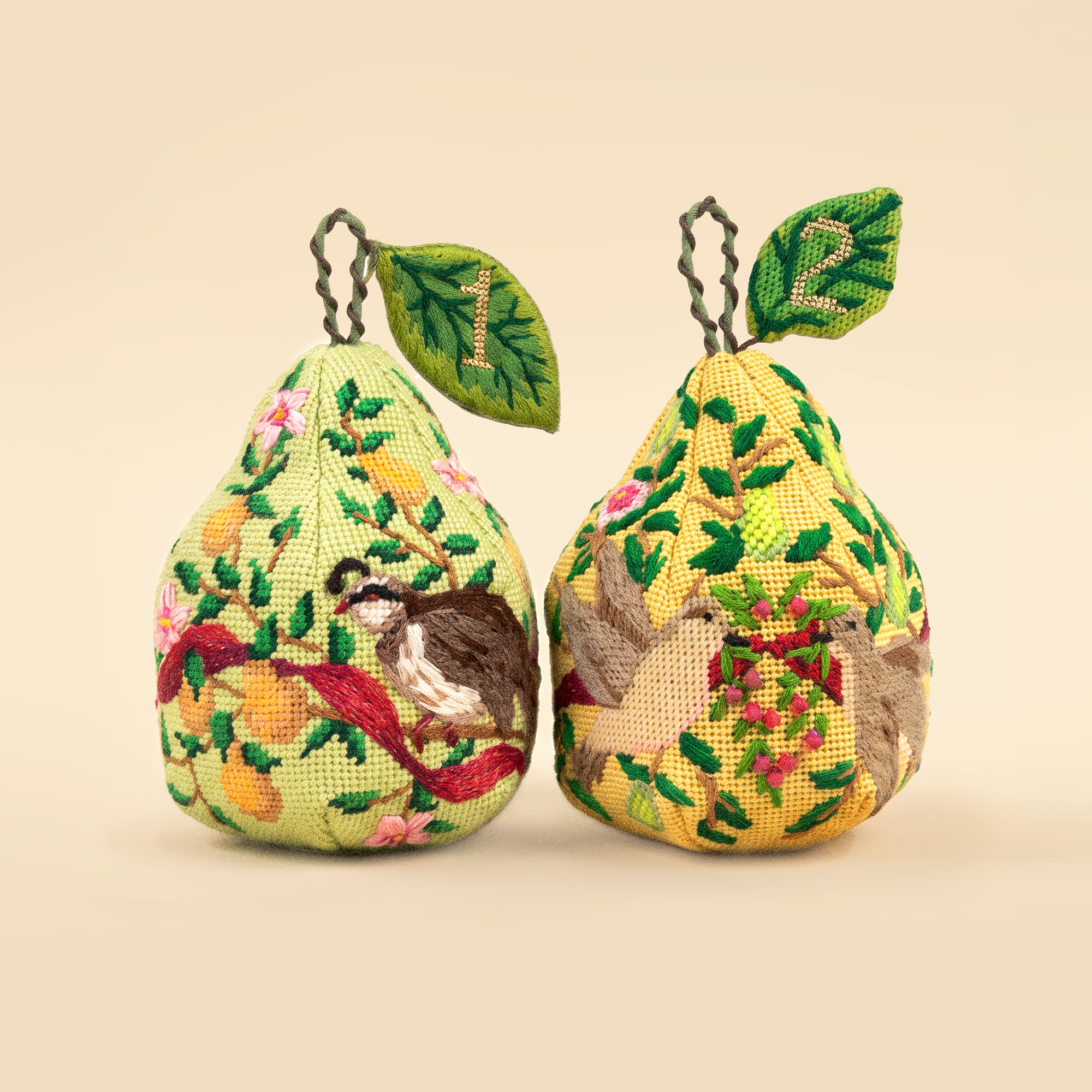 Twelve Days of Christmas 3D Pears — The Full Stitch Along Bundle (12 Canvases + Stitch Guide)