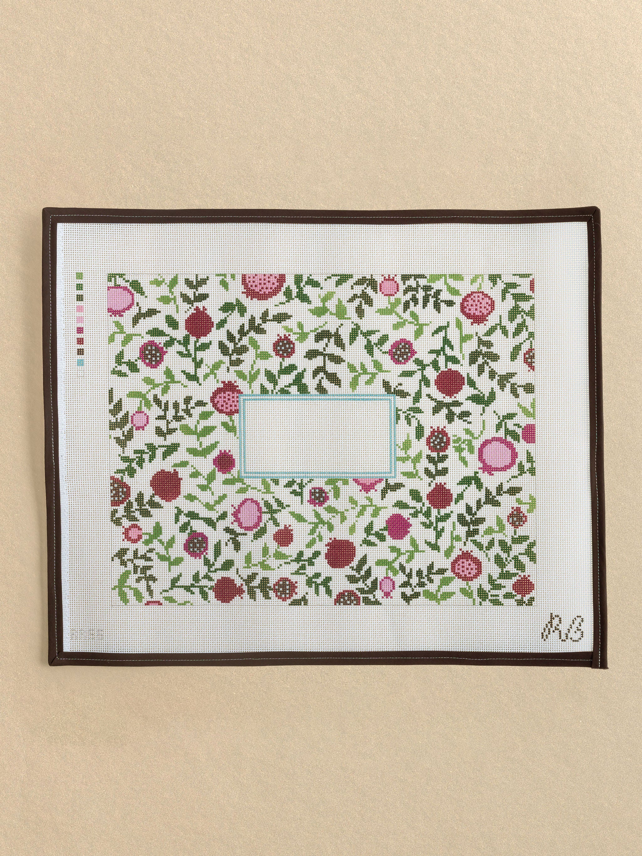 Pomegranate Challah Cover needlepoint canvas by Rachel Barri