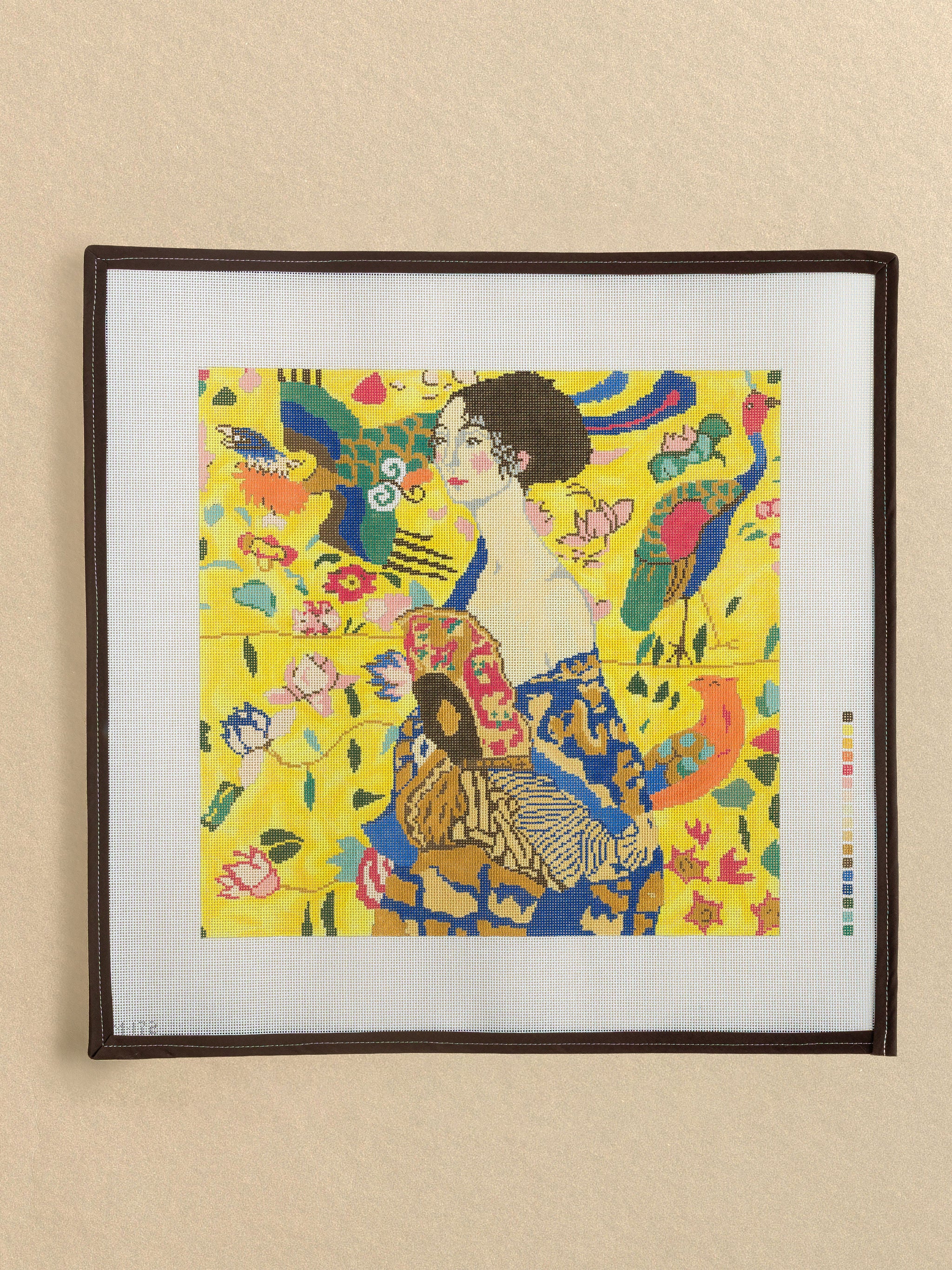 Klimt Lady With Fan needlepoint canvas by Changing Woman Designs