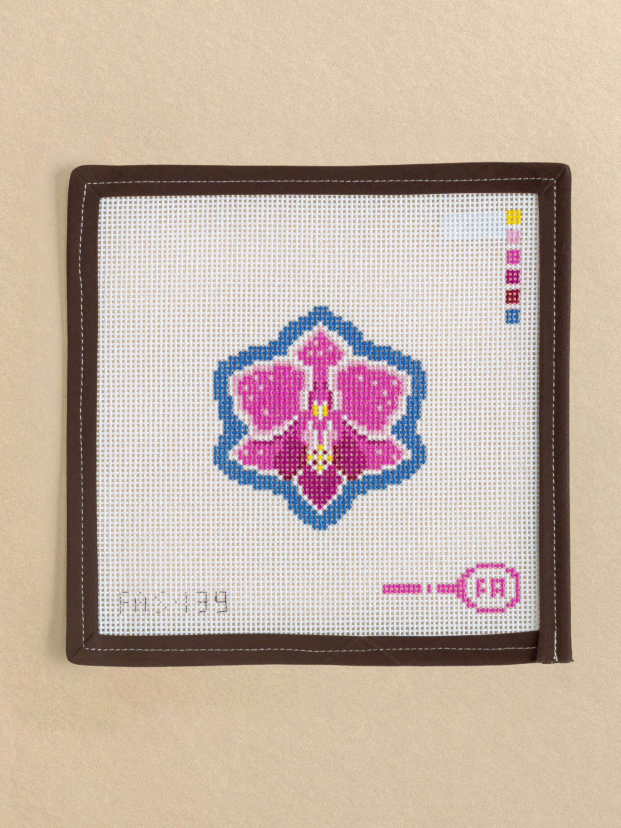 Mini Orchid needlepoint canvas by Frances Abel Studio