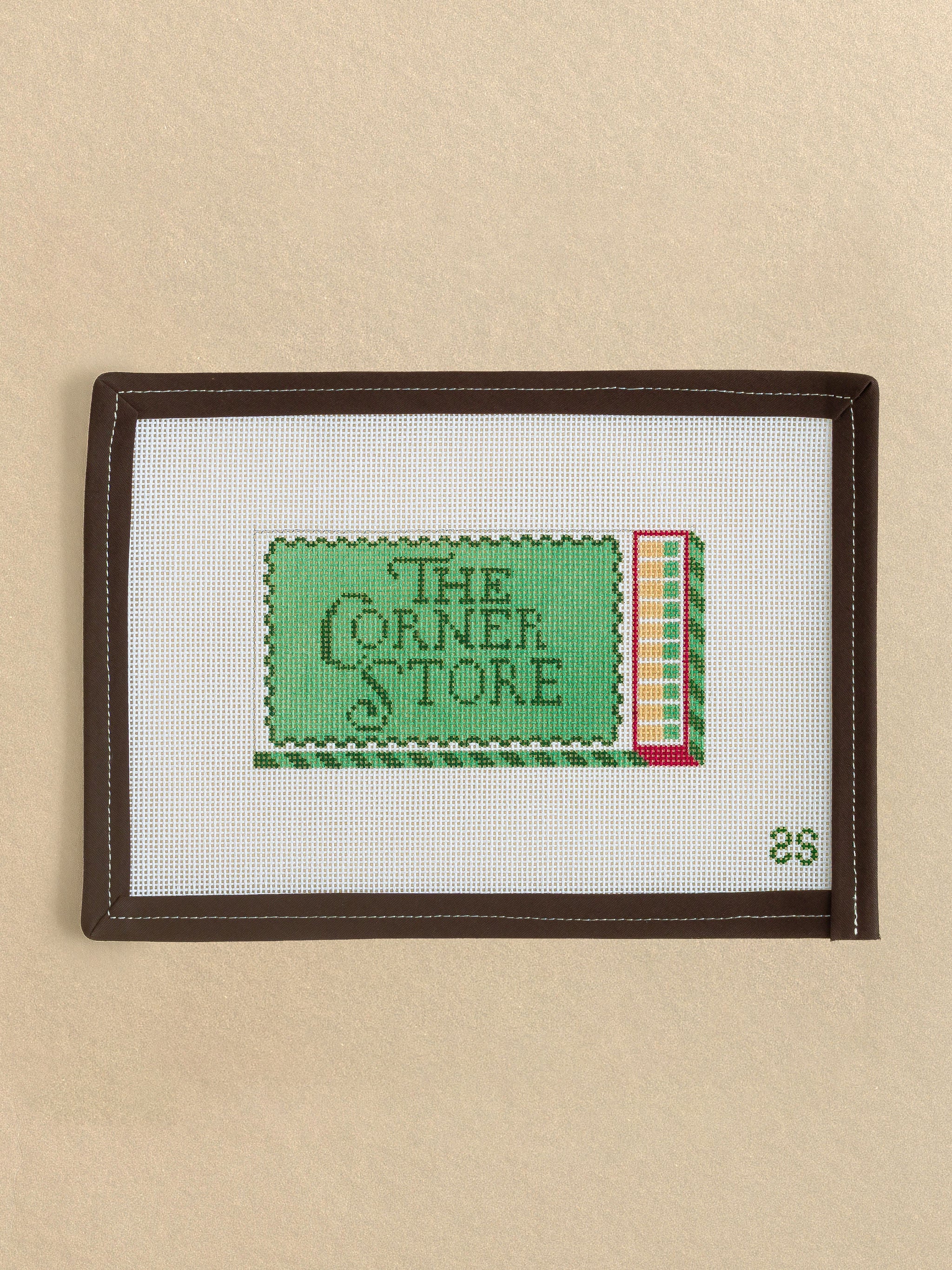 The Corner Store Matchbox needlepoint canvas by Spruce Street Studio