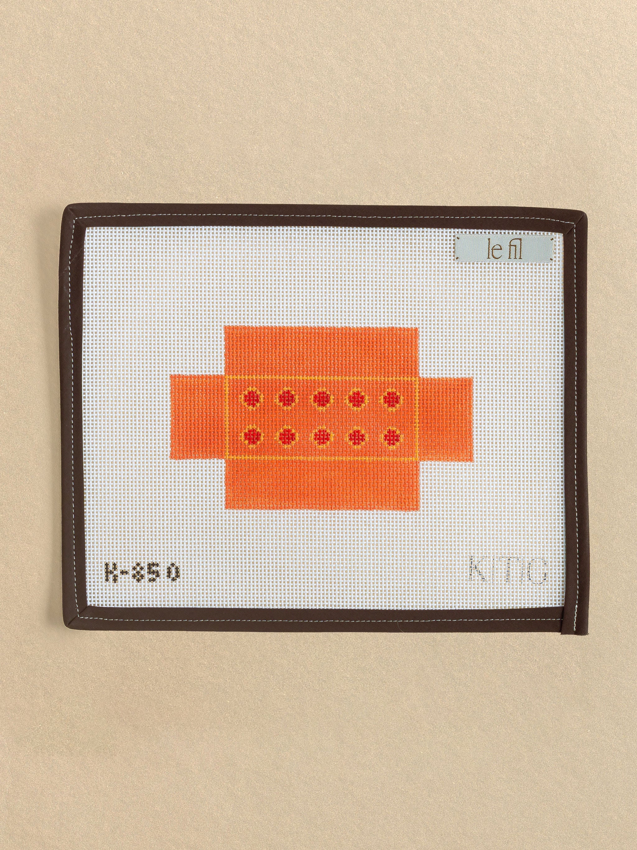 Orange 3D Brick needlepoint canvas by K.T.G. Needlepoint