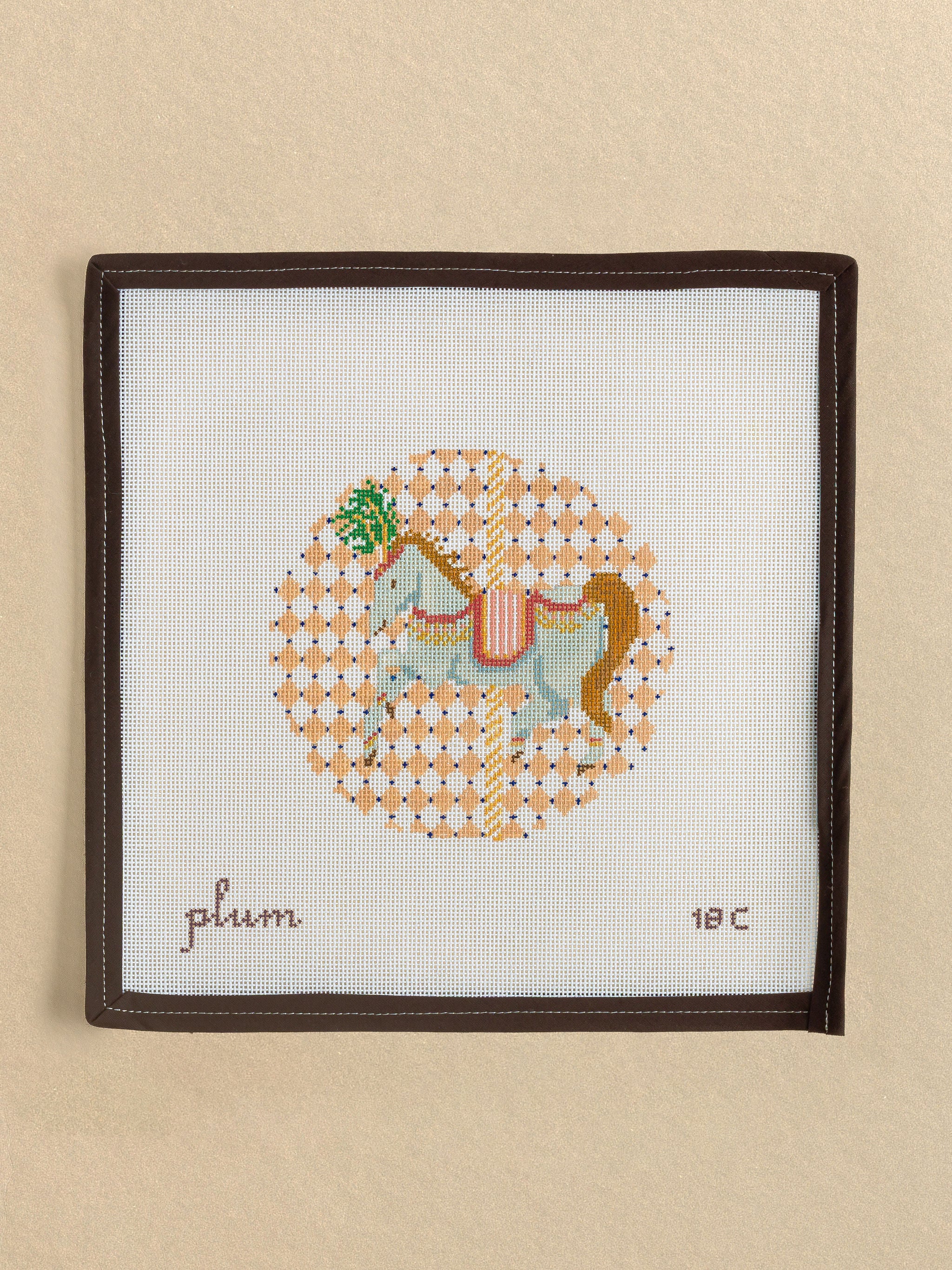 Vintage Circus Carousel Horse needlepoint canvas by The Plum Stitchery