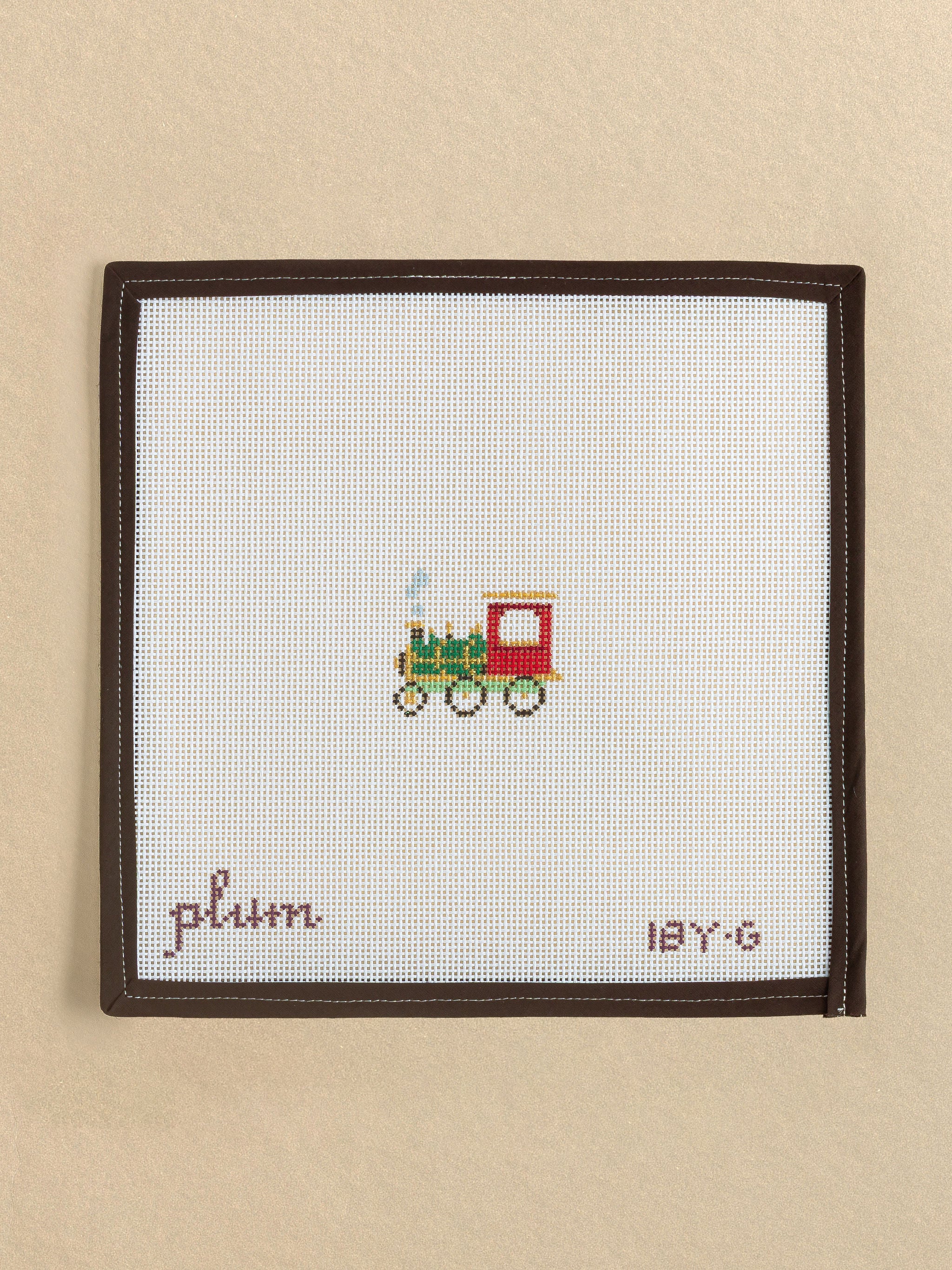 Victorian Christmas Train needlepoint canvas by The Plum Stitchery