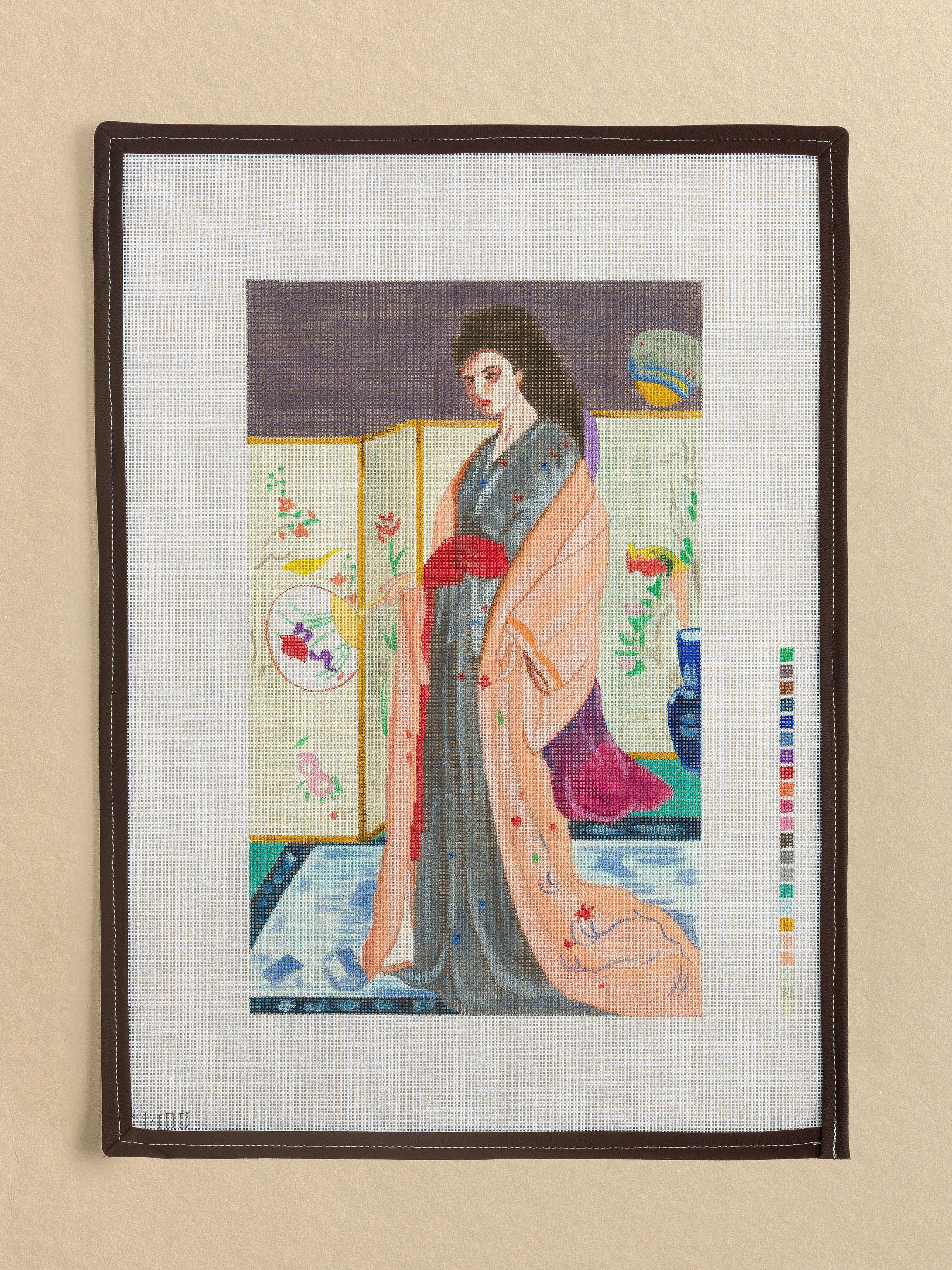 Whistler Pink Kimono needlepoint canvas by Changing Woman Designs