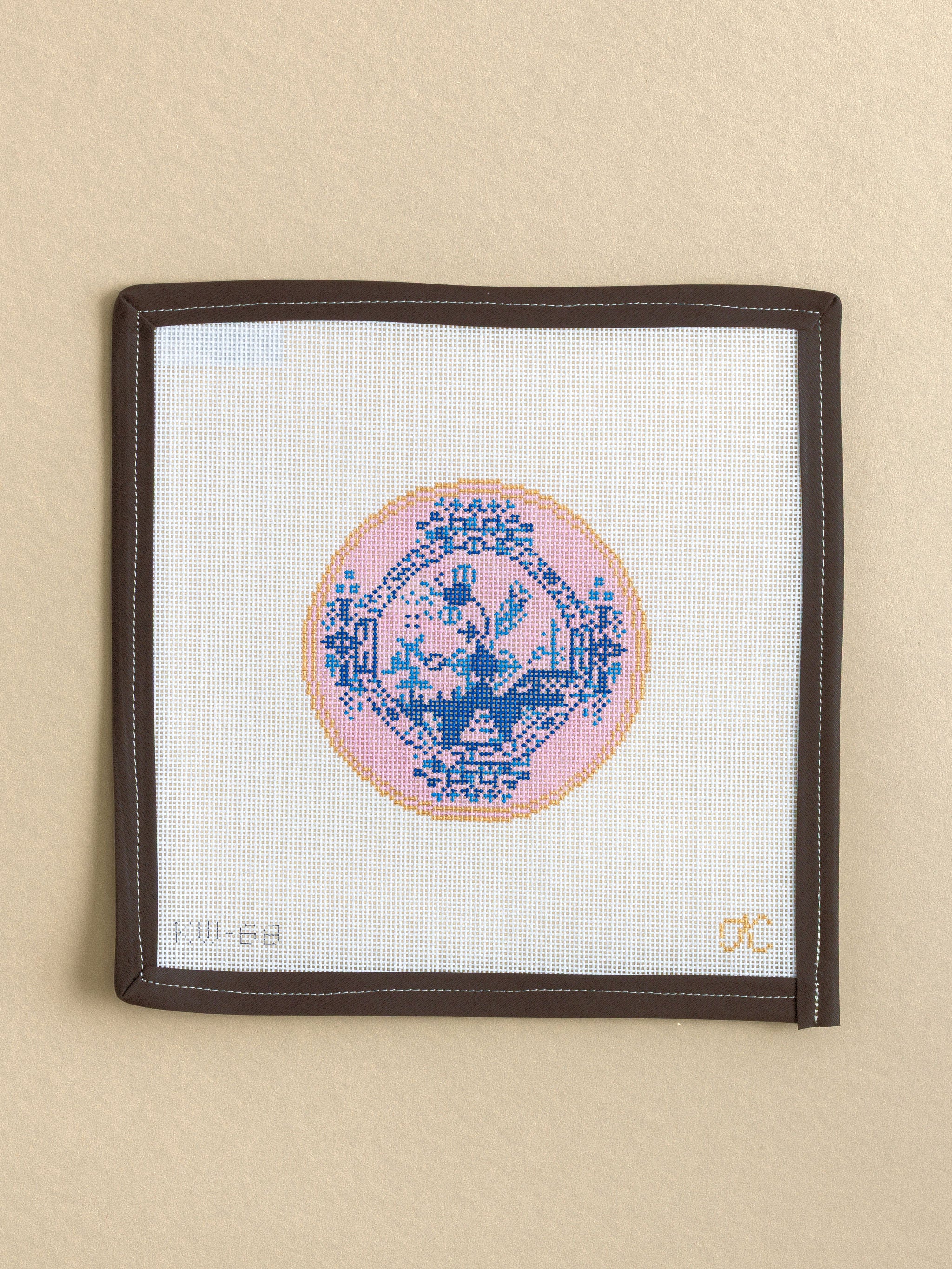 Pink Oriente Italiano Ginori Ginger Jar needlepoint canvas by Kate Woodward