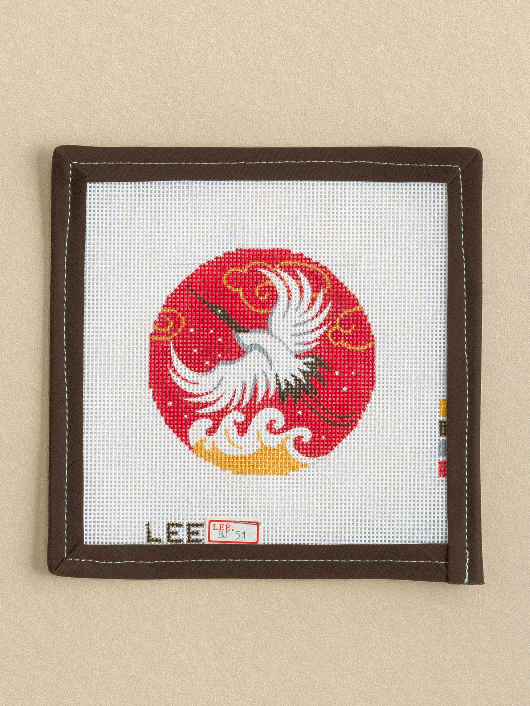 Crane Round needlepoint canvas by Lee