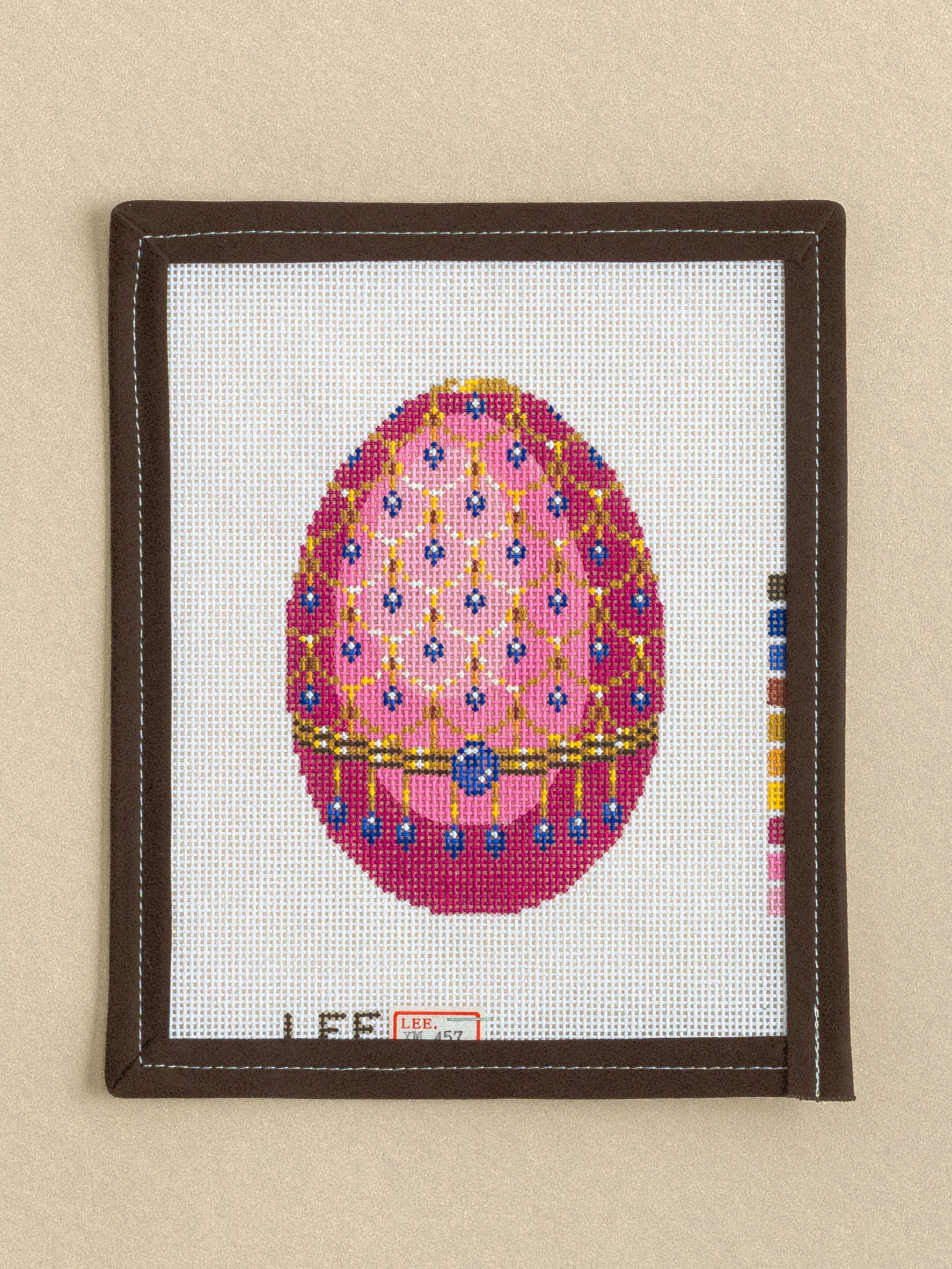 Blue Jewels On Pink Faberge Egg needlepoint canvas by Lee