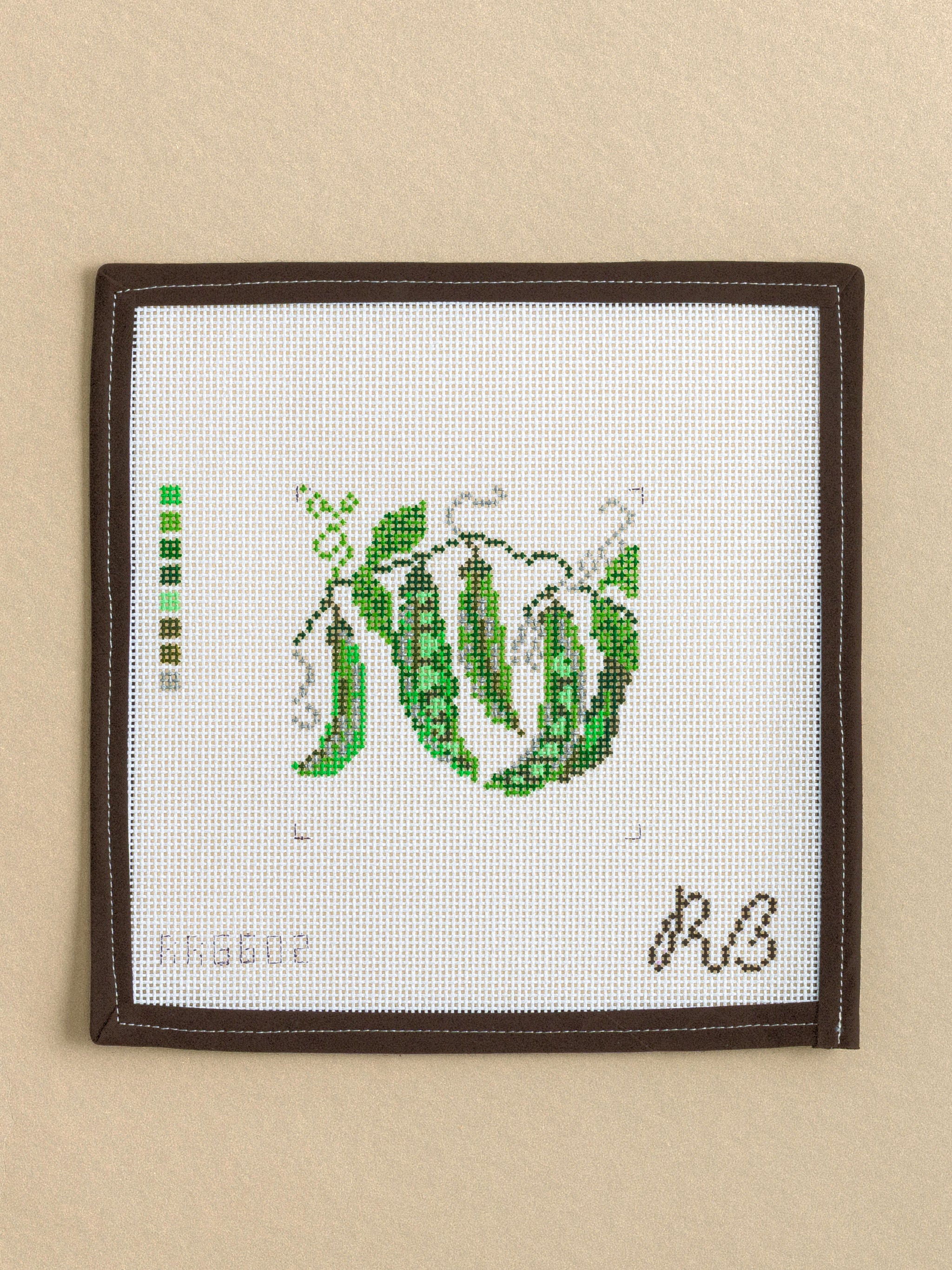 The Gilded Garden Series Silver Snowpeas needlepoint canvas by Rachel Barri