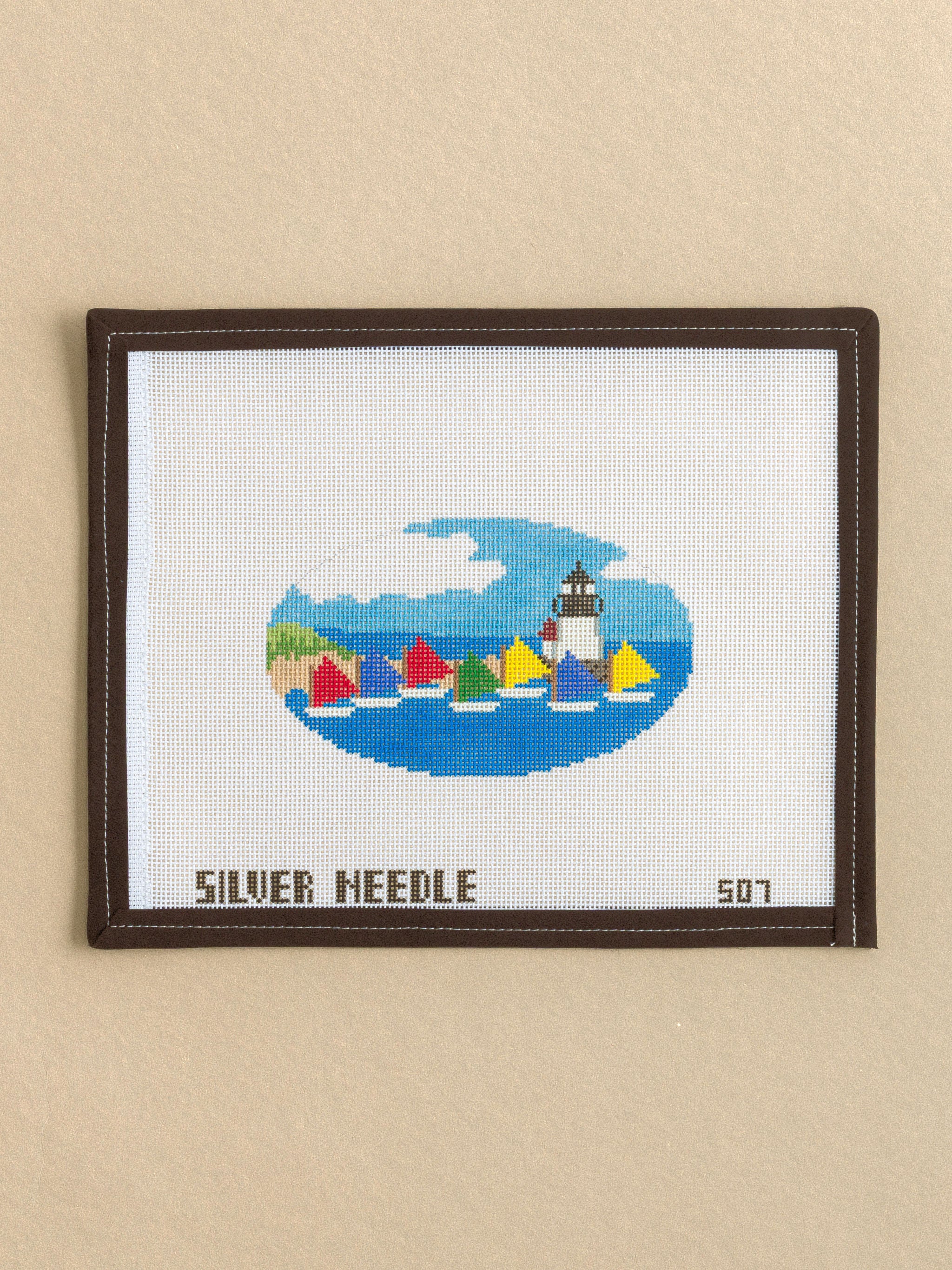Sailboat Rainbow Fleet needlepoint canvas by Silver Needle