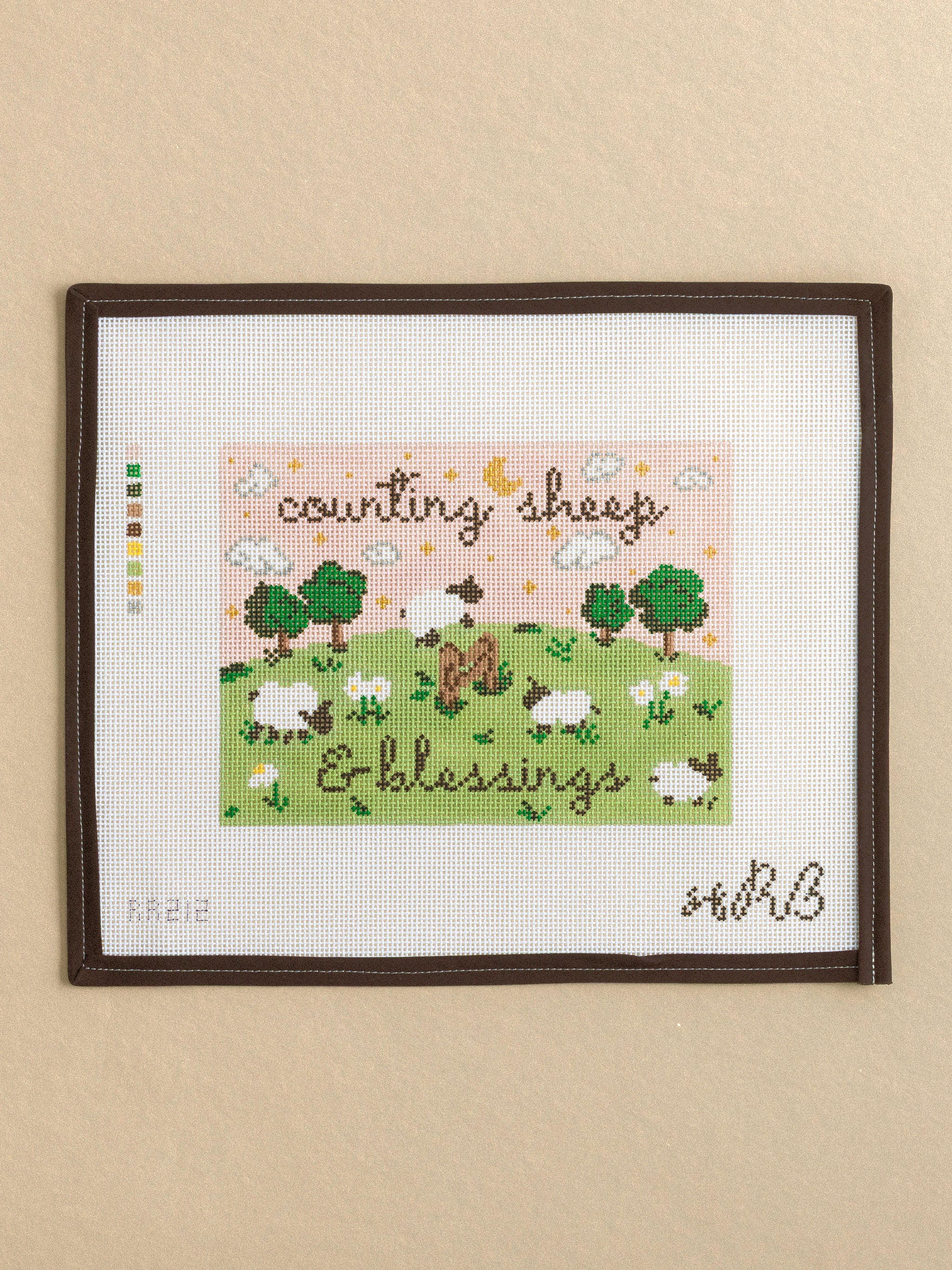 Counting Sheep Blessings needlepoint canvas by Rachel Barri