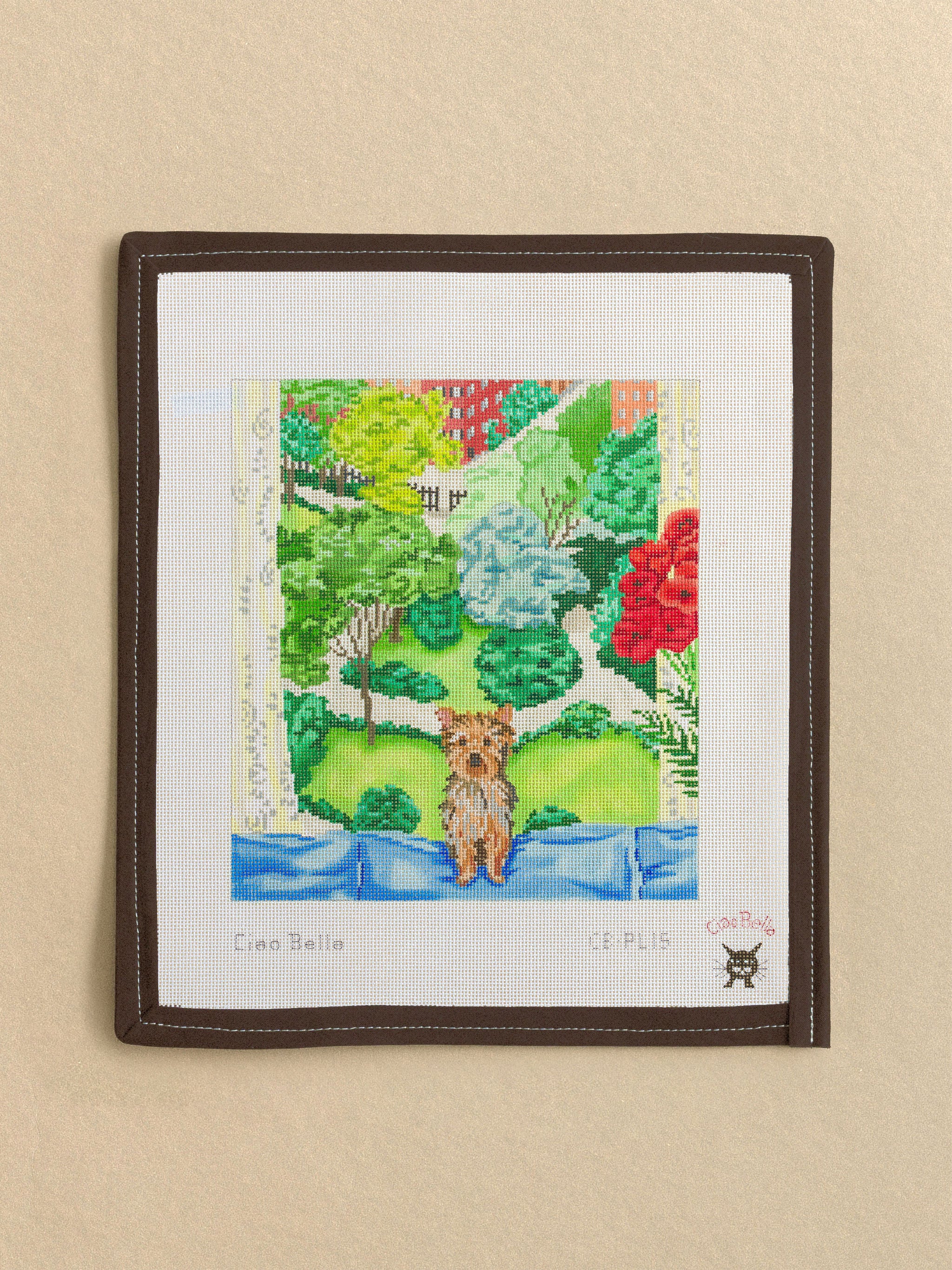 Dog In Gramercy Park needlepoint canvas by CBK Needlepoint