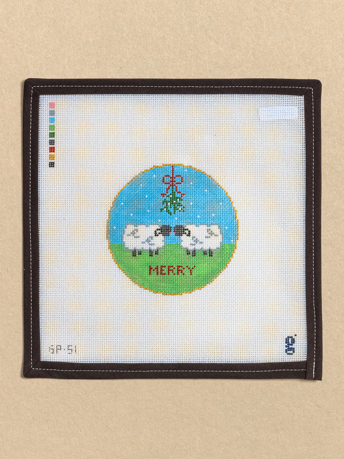 Mistletoe Sheep Canvas Needlepoint Canvas | Le Fil