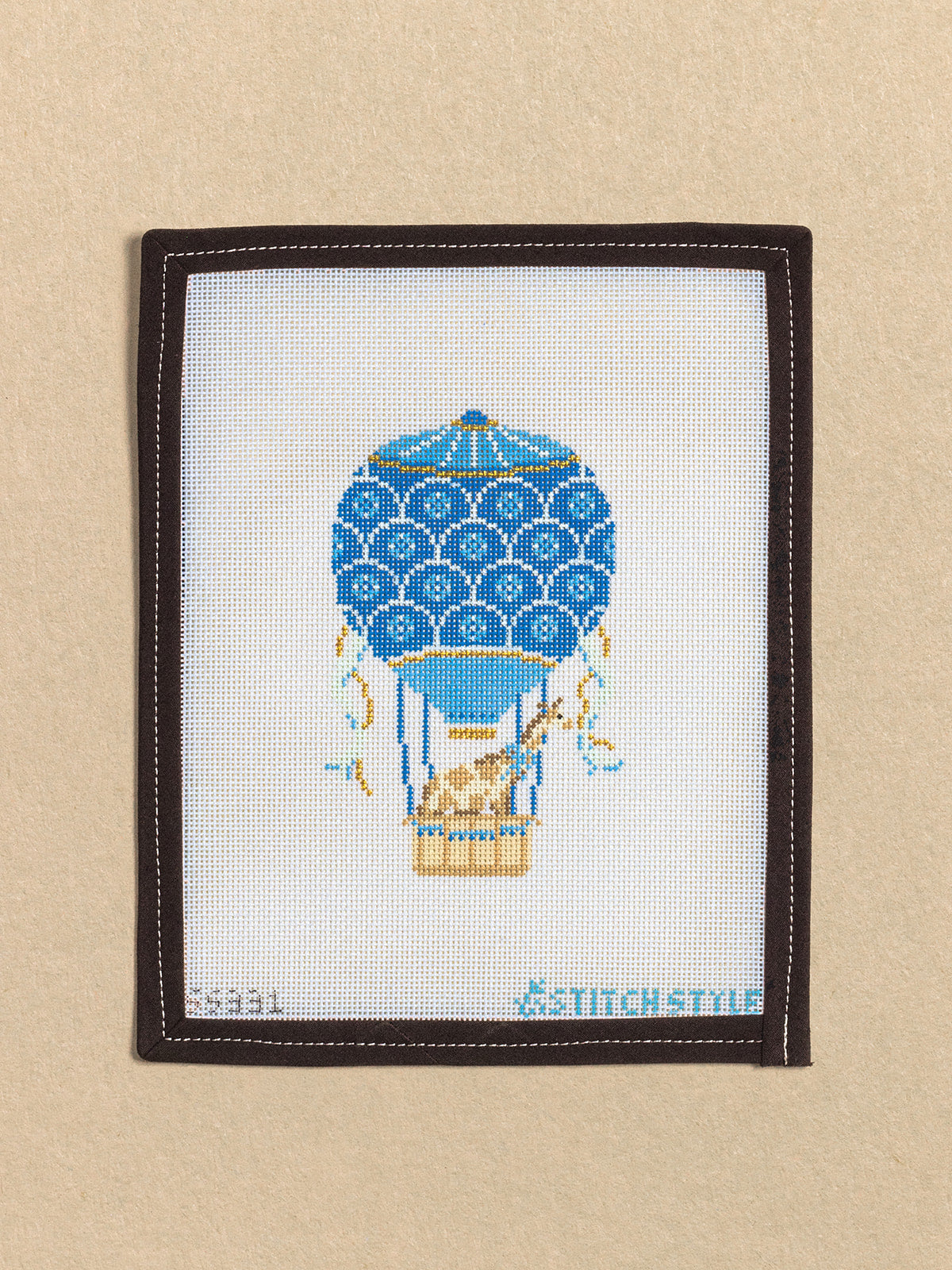 Light Blue Hot Air Balloon with Giraffe