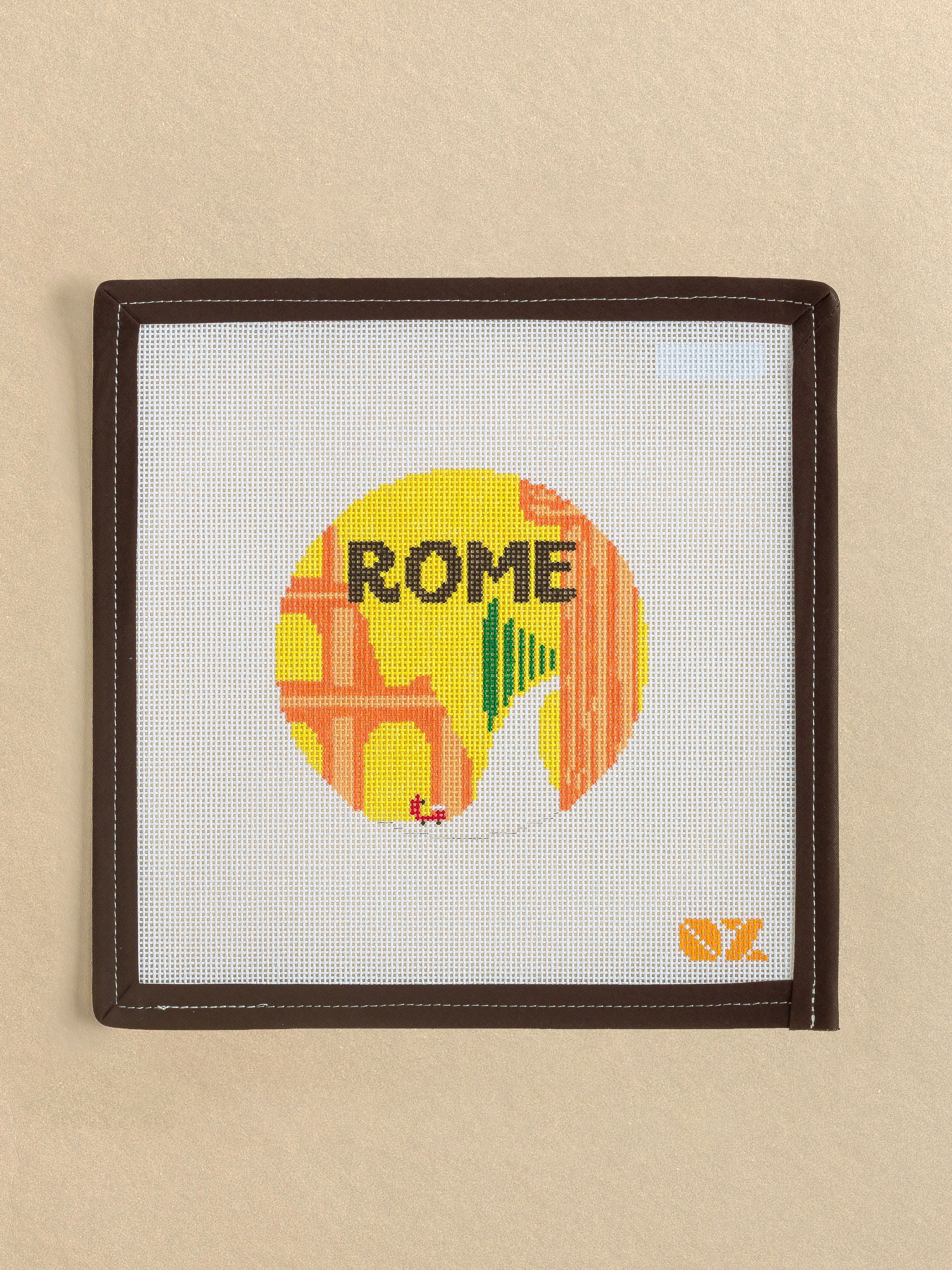 Rome Retro Round needlepoint canvas by Oz Needle and Thread