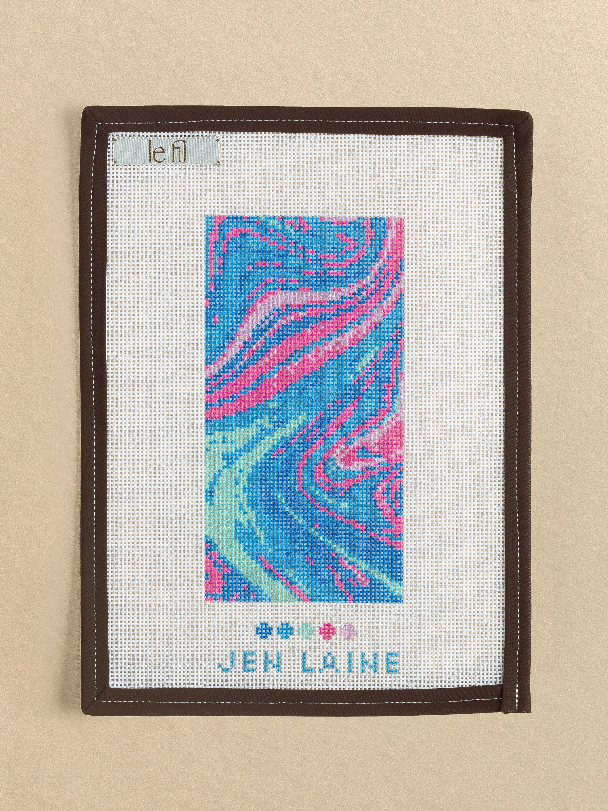 Blue And Pink Swirled Eyeglass Case needlepoint canvas by Jen Laine Designs