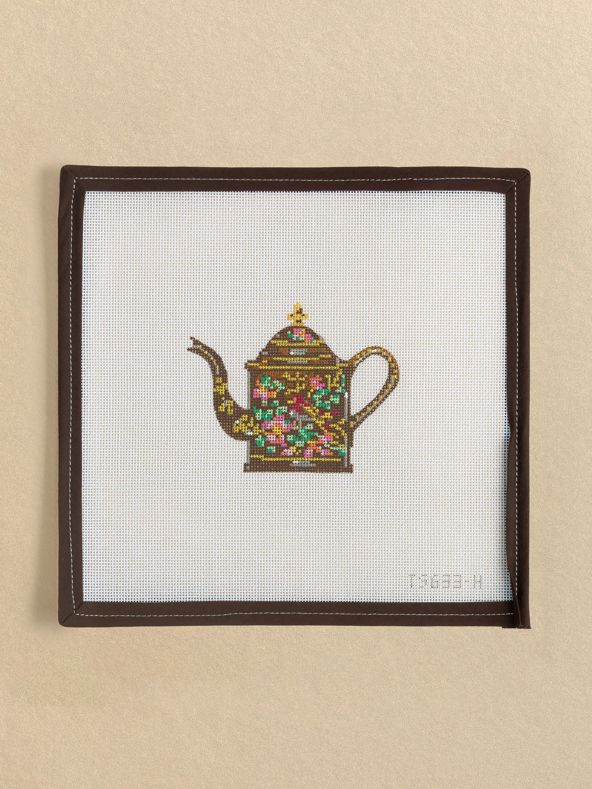Brown Kettle needlepoint canvas by The Stitched Garden