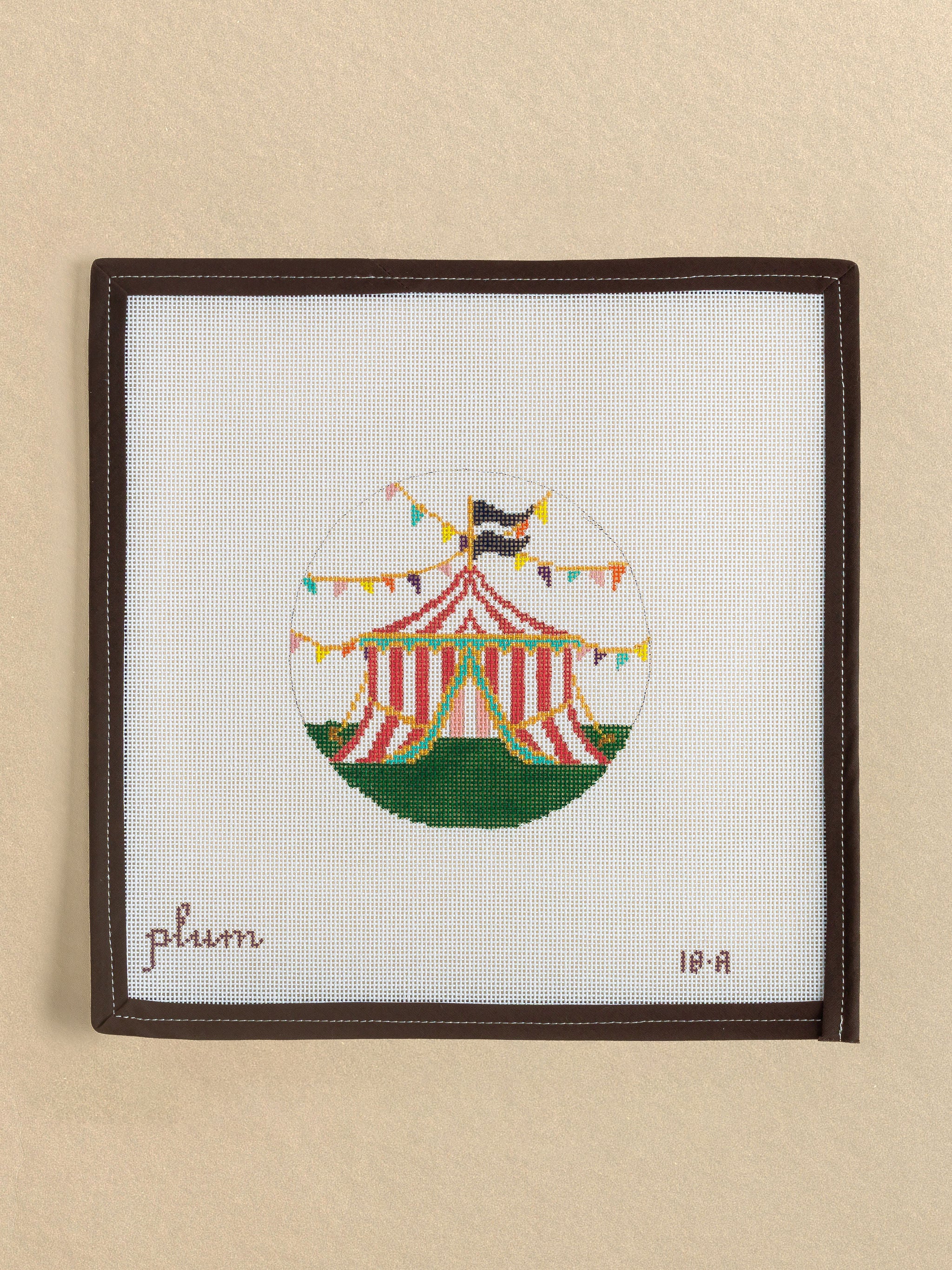 Vintage Circus Big Top Tent needlepoint canvas by The Plum Stitchery
