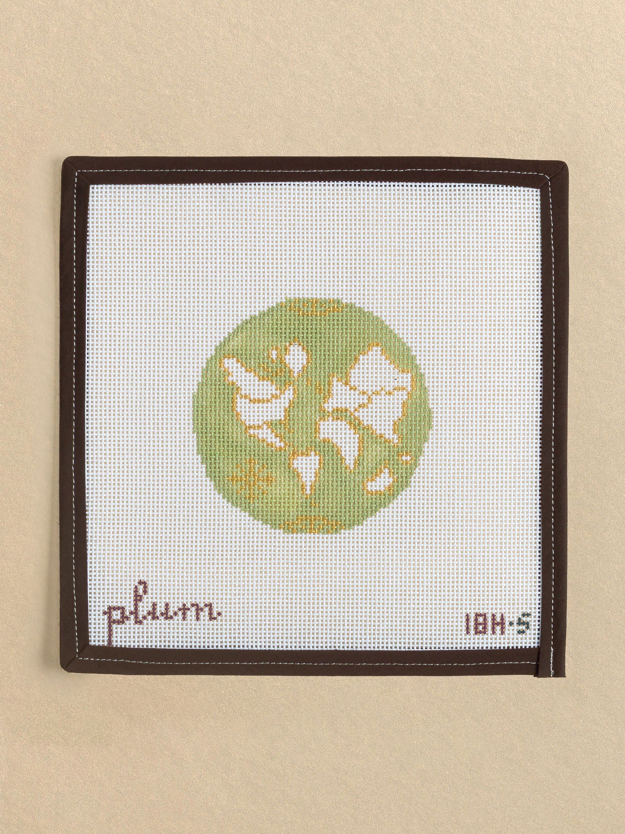 Atlas Round Sage needlepoint canvas by The Plum Stitchery