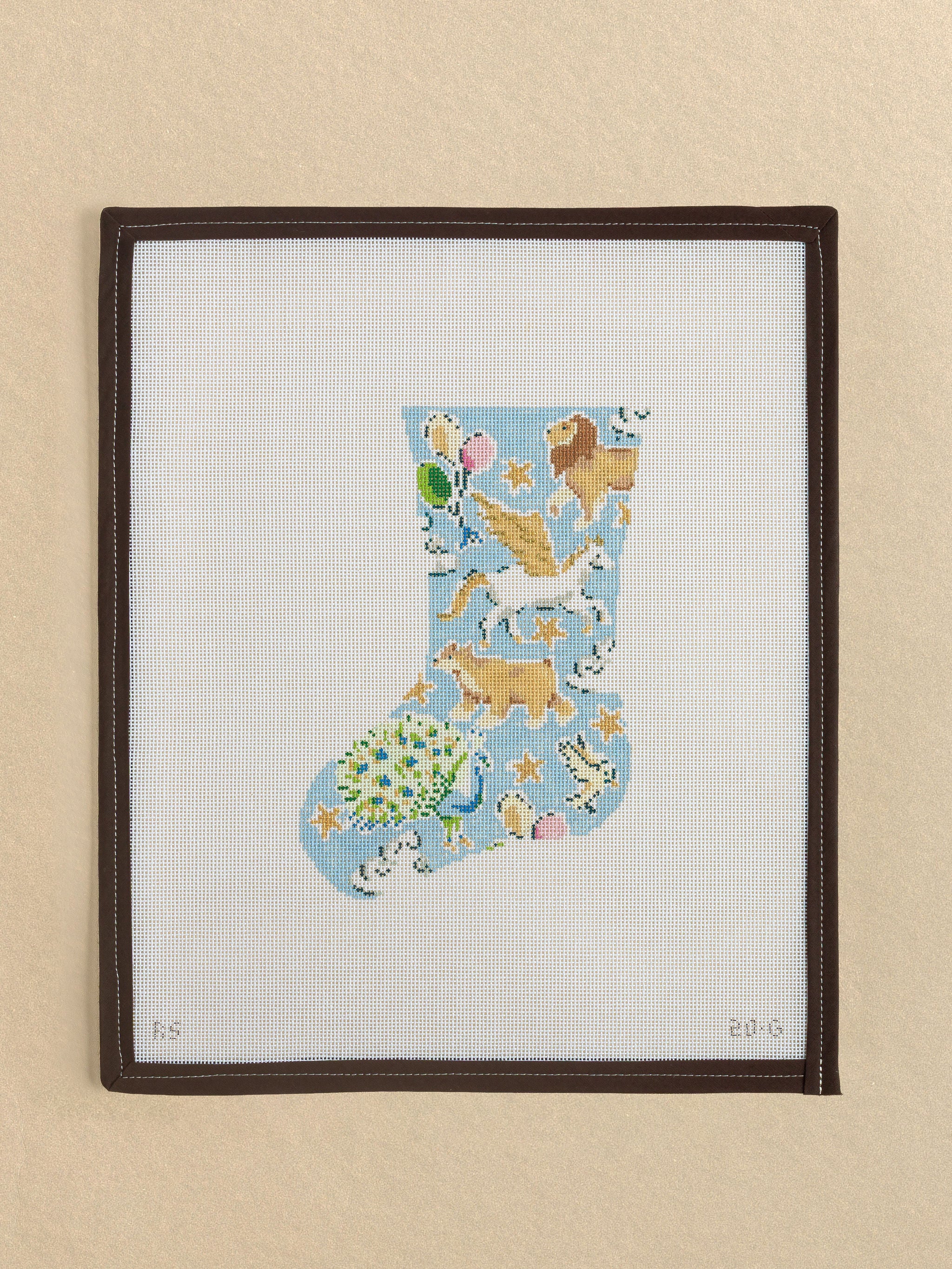 Celestial Menagerie Mini Stocking needlepoint canvas by Riley Sheehey Collection
