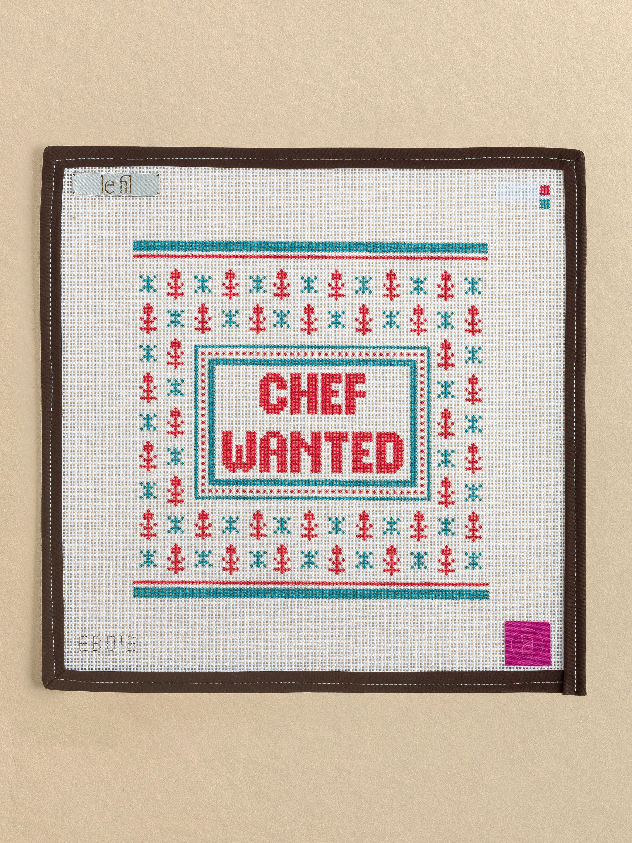 Chef Wanted needlepoint canvas by Elizabeth Brooke