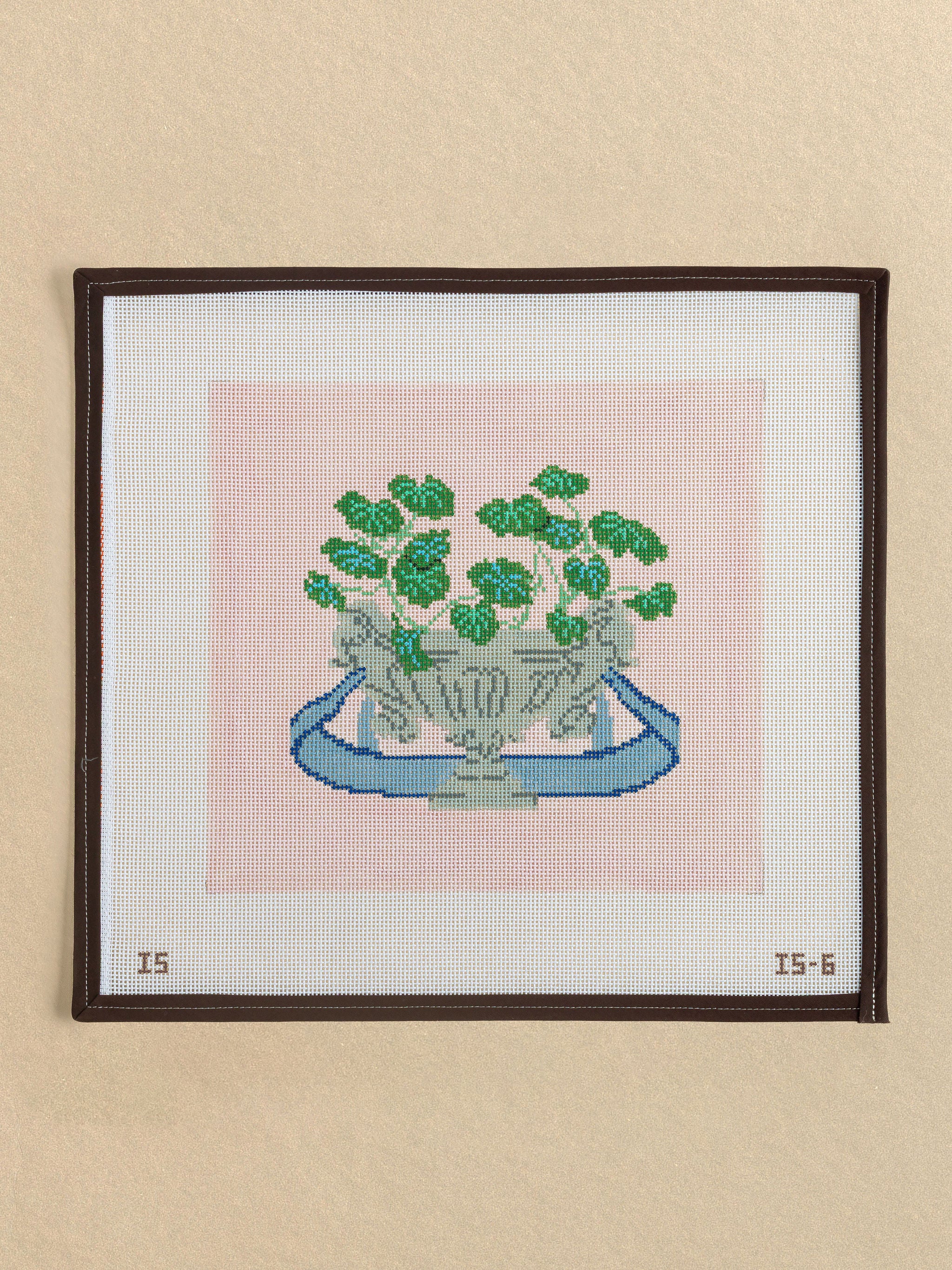 Pelargoniums needlepoint canvas by Isla Simpson Collection