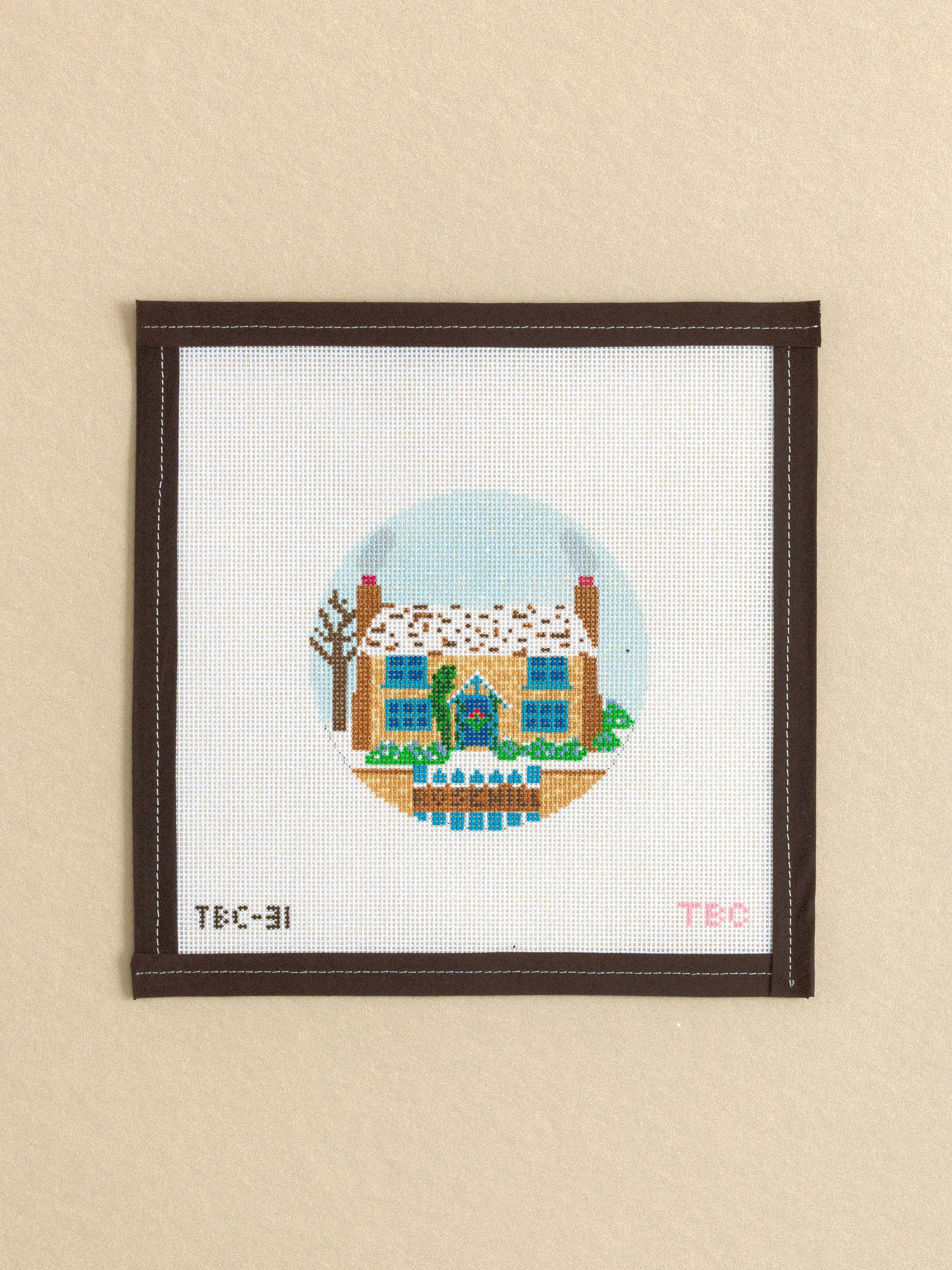 Lavender Fields Hinged Box with Gold Hardware Needlepoint Canvas