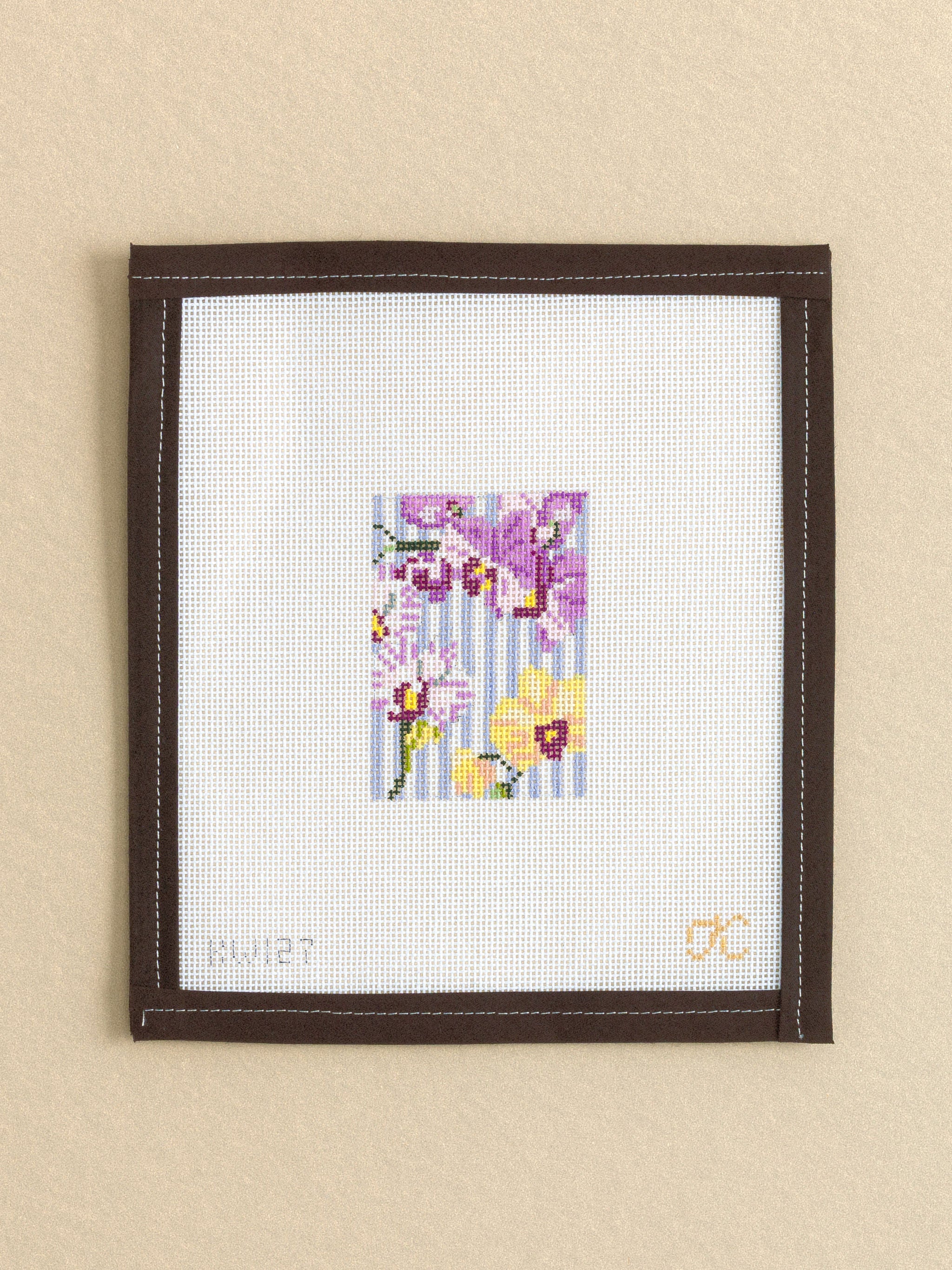Orchid Luggage Tag Needlepoint Canvas | Le Fil