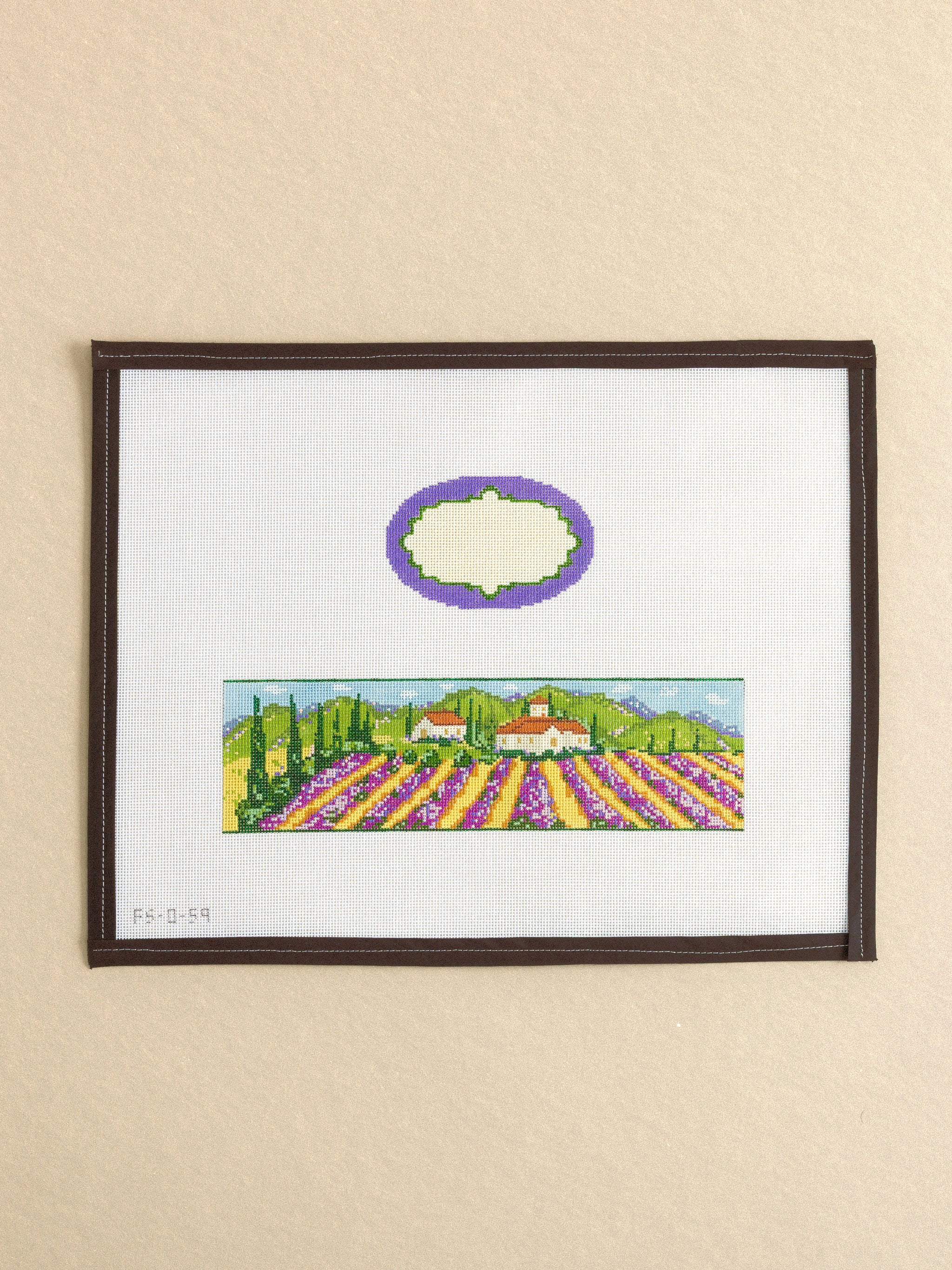 Lavender Fields Hinged Box with Gold Hardware Needlepoint Canvas