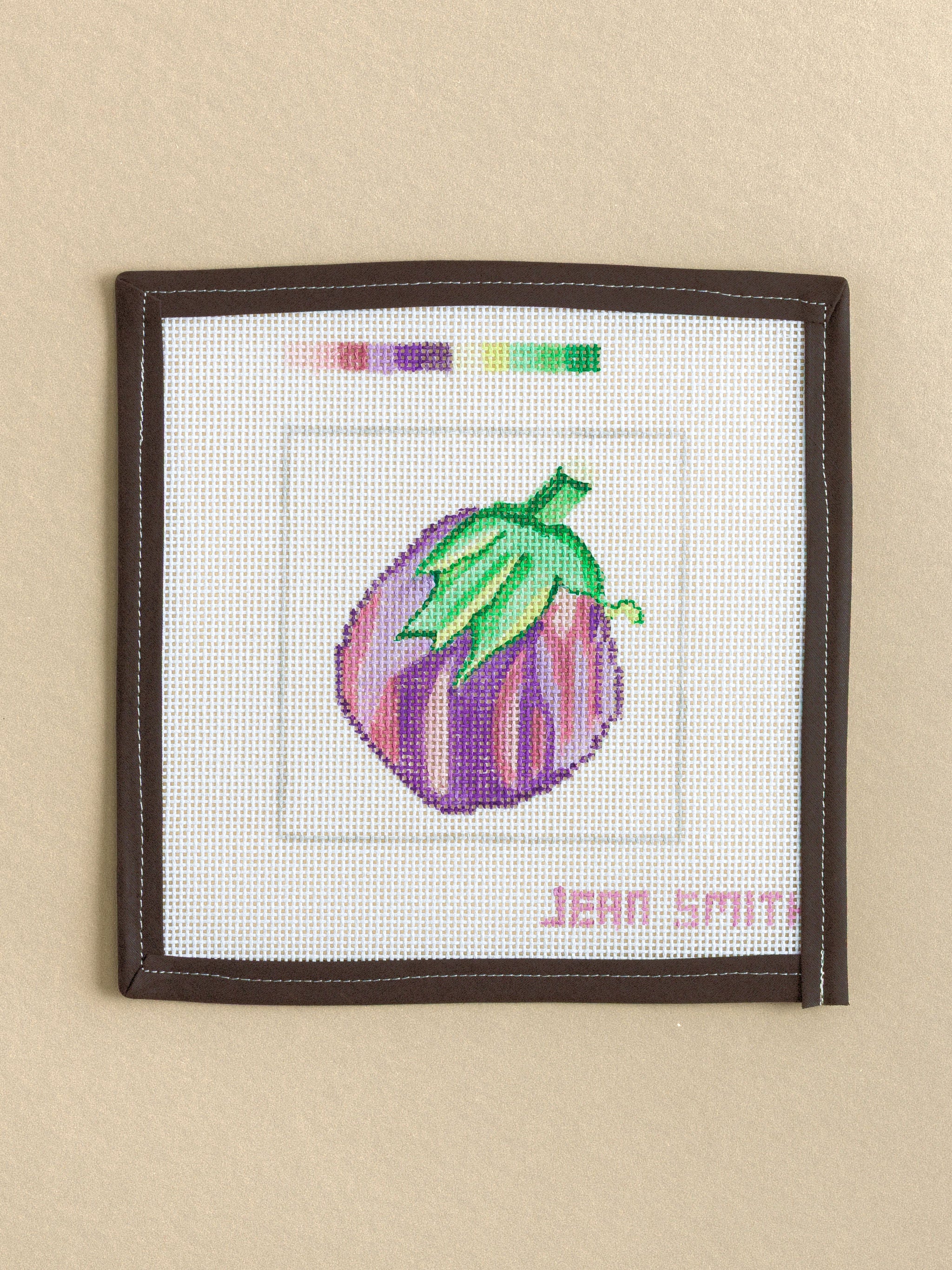Queen Elizabeth Stamp Pink Needlepoint Canvas | Le Fil