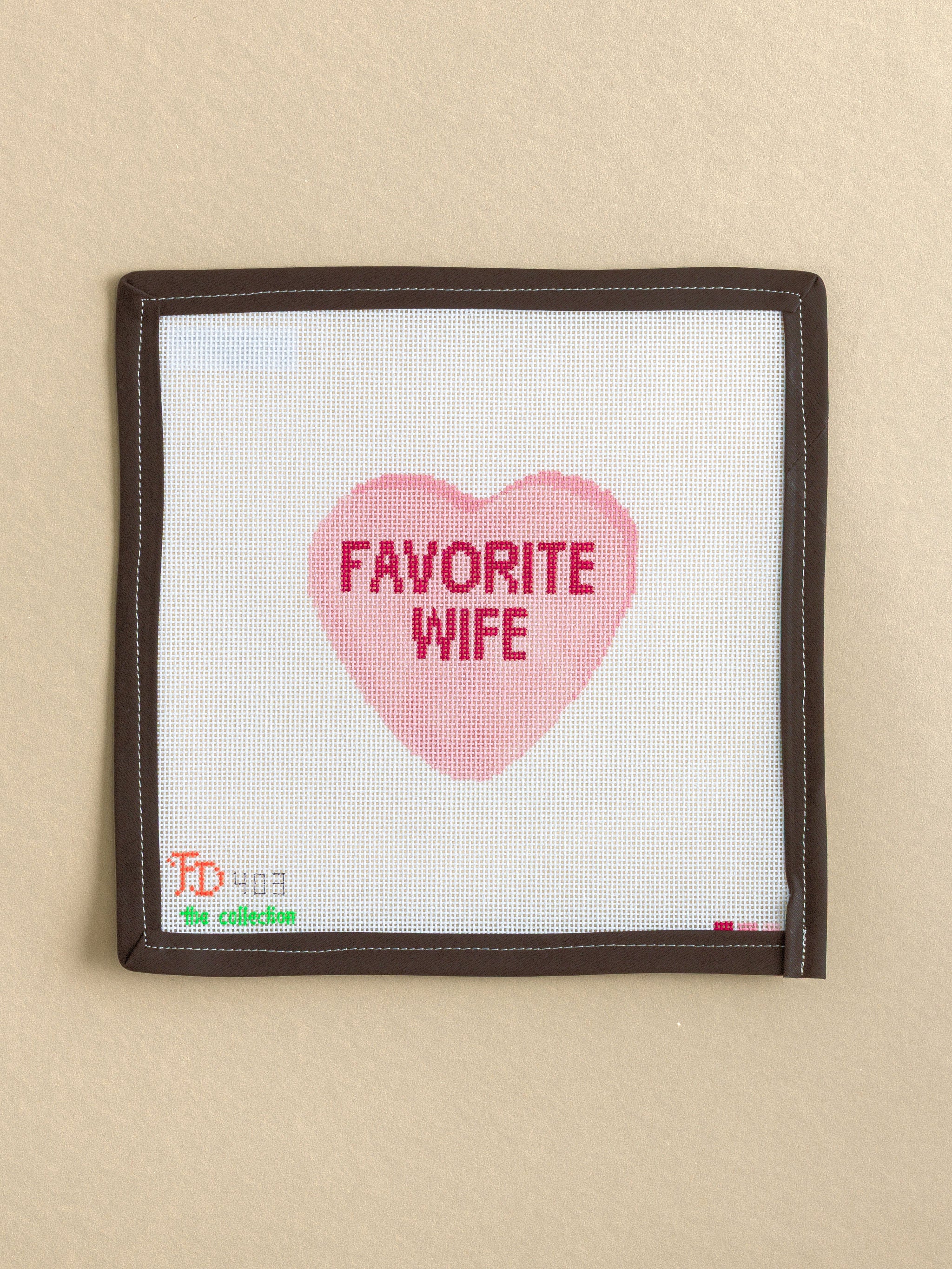 Favorite Wife Candy Heart Needlepoint Canvas | Le Fil