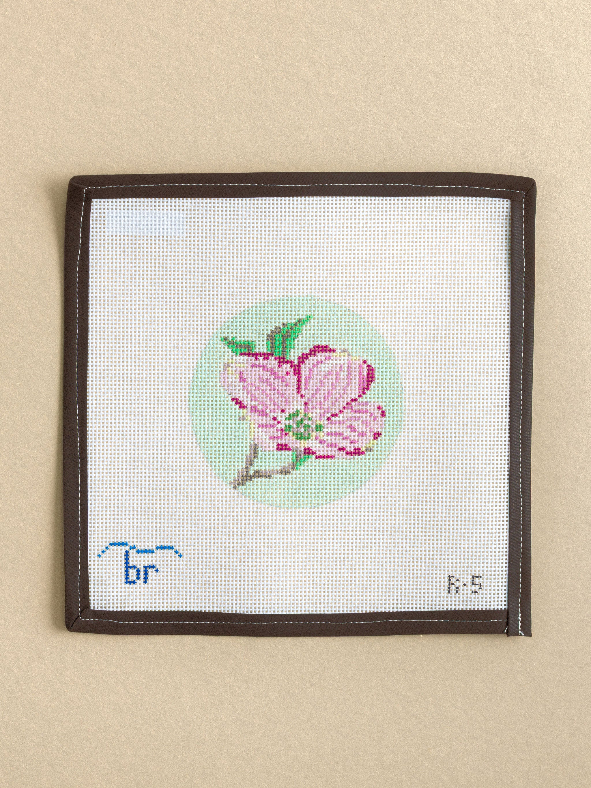 Dogwood Blossom Flower Round Needlepoint Canvas | Le Fil