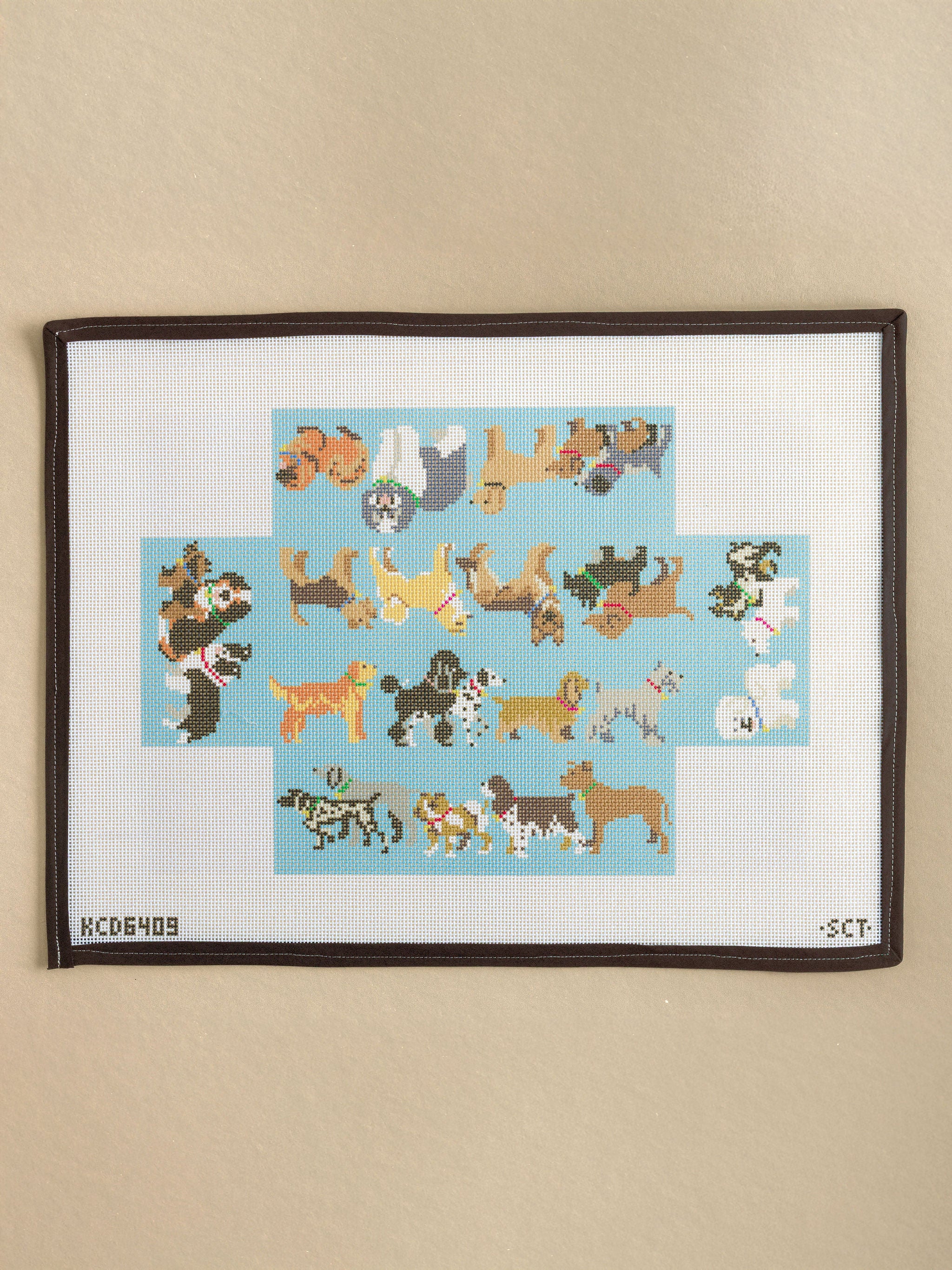 Blue Dog Brick Cover Needlepoint Canvas | Le Fil