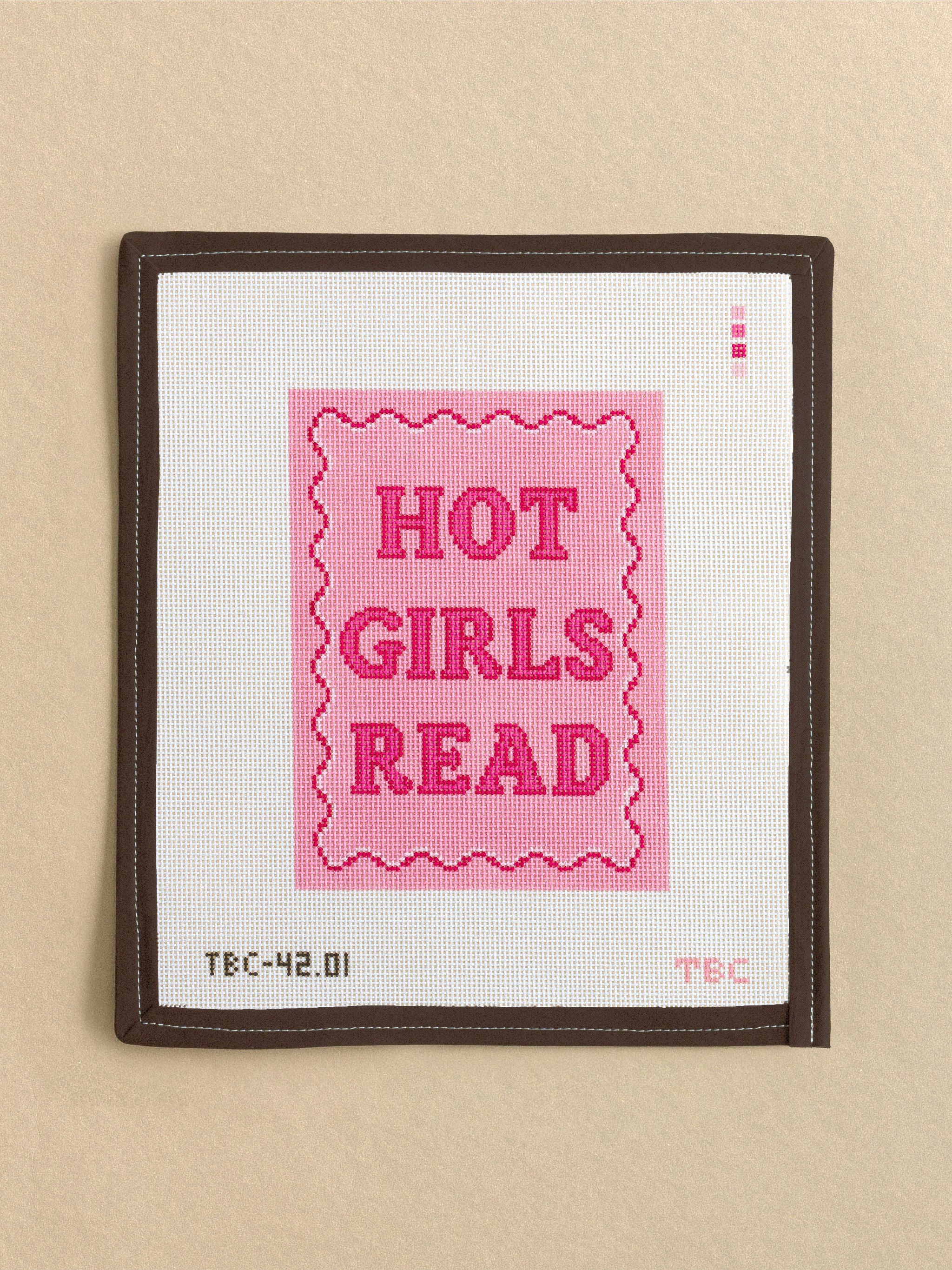 Pink Hot Girls Read Kindle Cover Needlepoint Canvas | Le Fil
