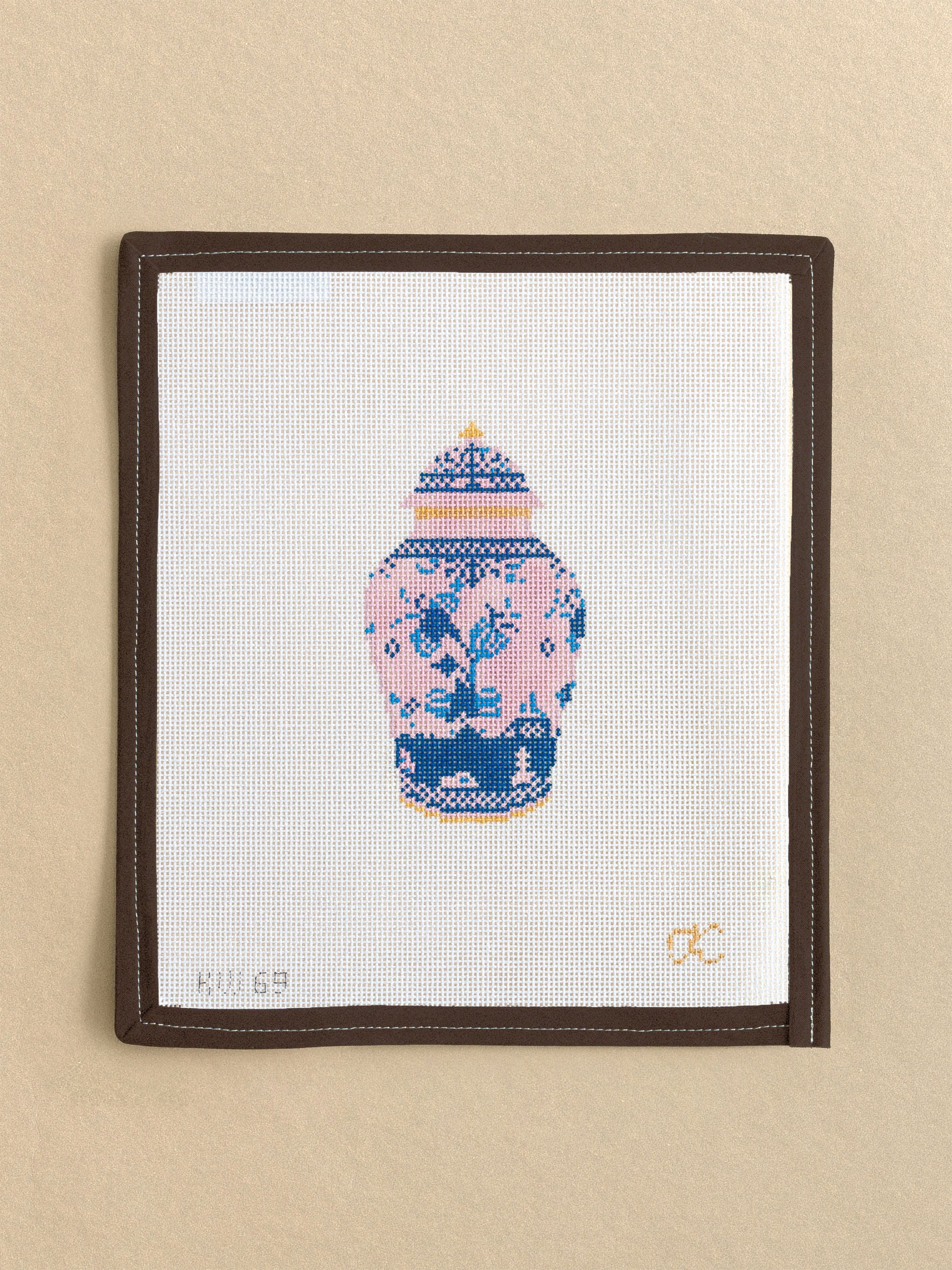 Pink Oriente Italiano Ginori Ginger Jar Needlepoint Canvas | Le Fil
