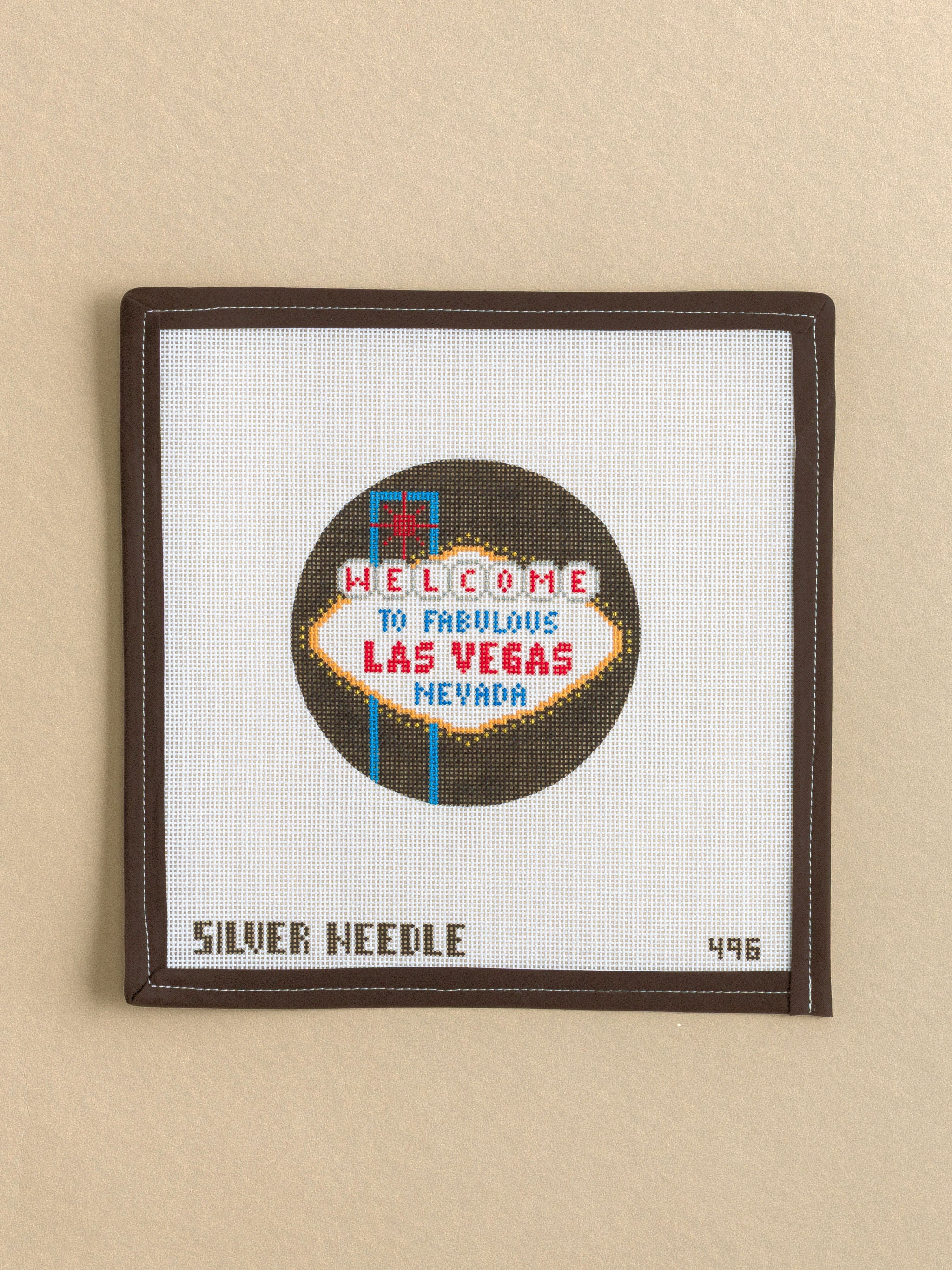 Welcome To Las Vegas Round needlepoint canvas by Colonial Needle